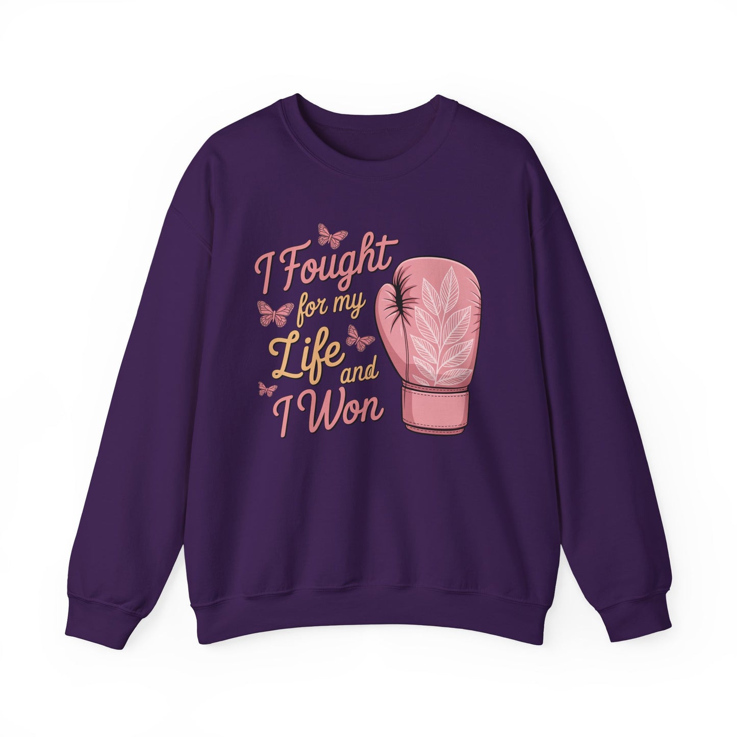 🥊🦋 I Fought for My Life and I Won Sweatshirt – Breast Cancer Survivor Crewneck