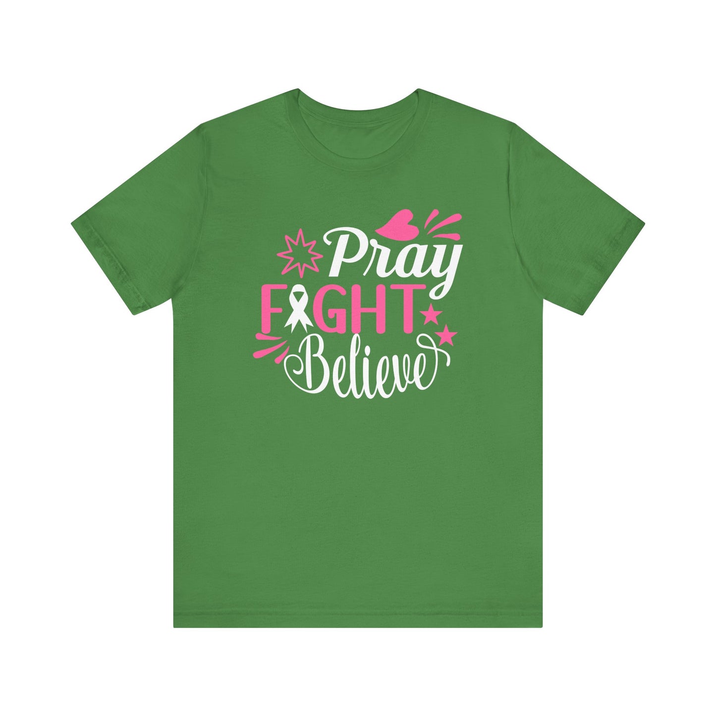 💗 Pray Fight Believe – Breast Cancer Awareness T-Shirt 🎗️