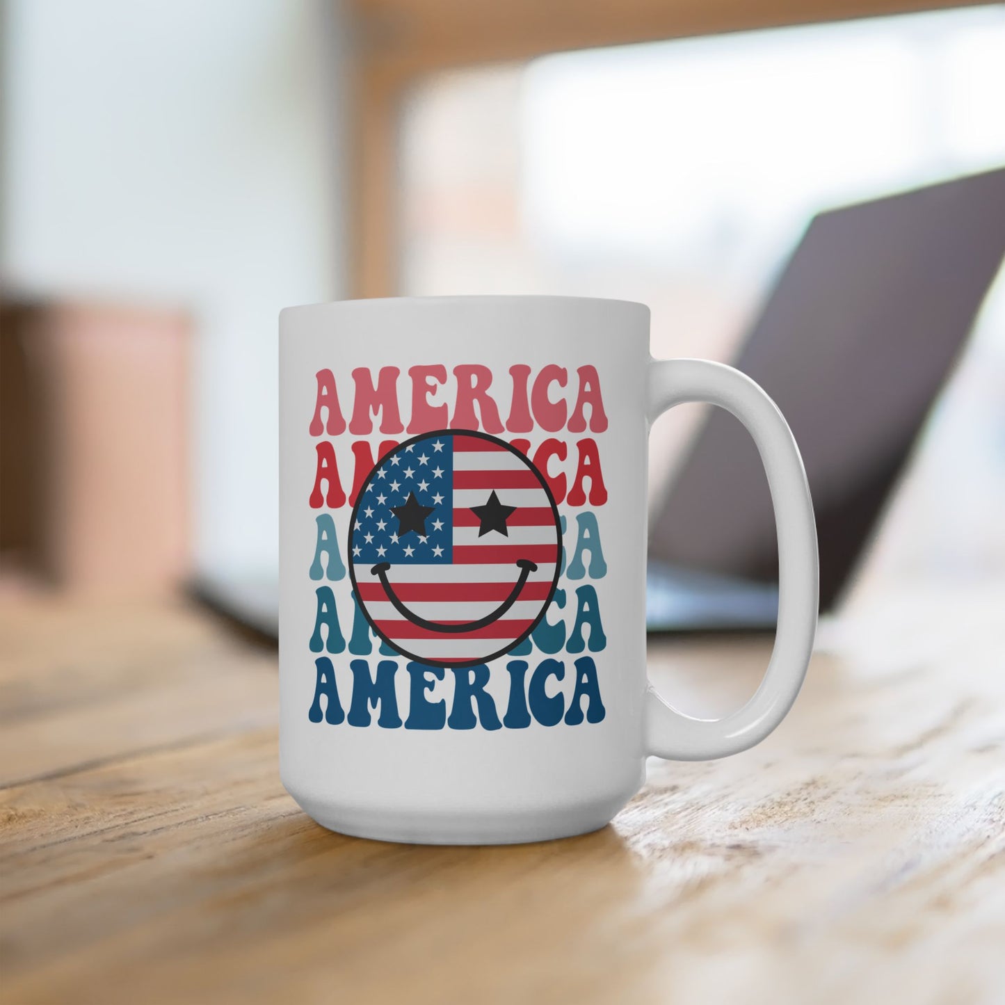 USA America Smiley Face Mug – Celebrate Patriotism with Style and Fun! 🎆
