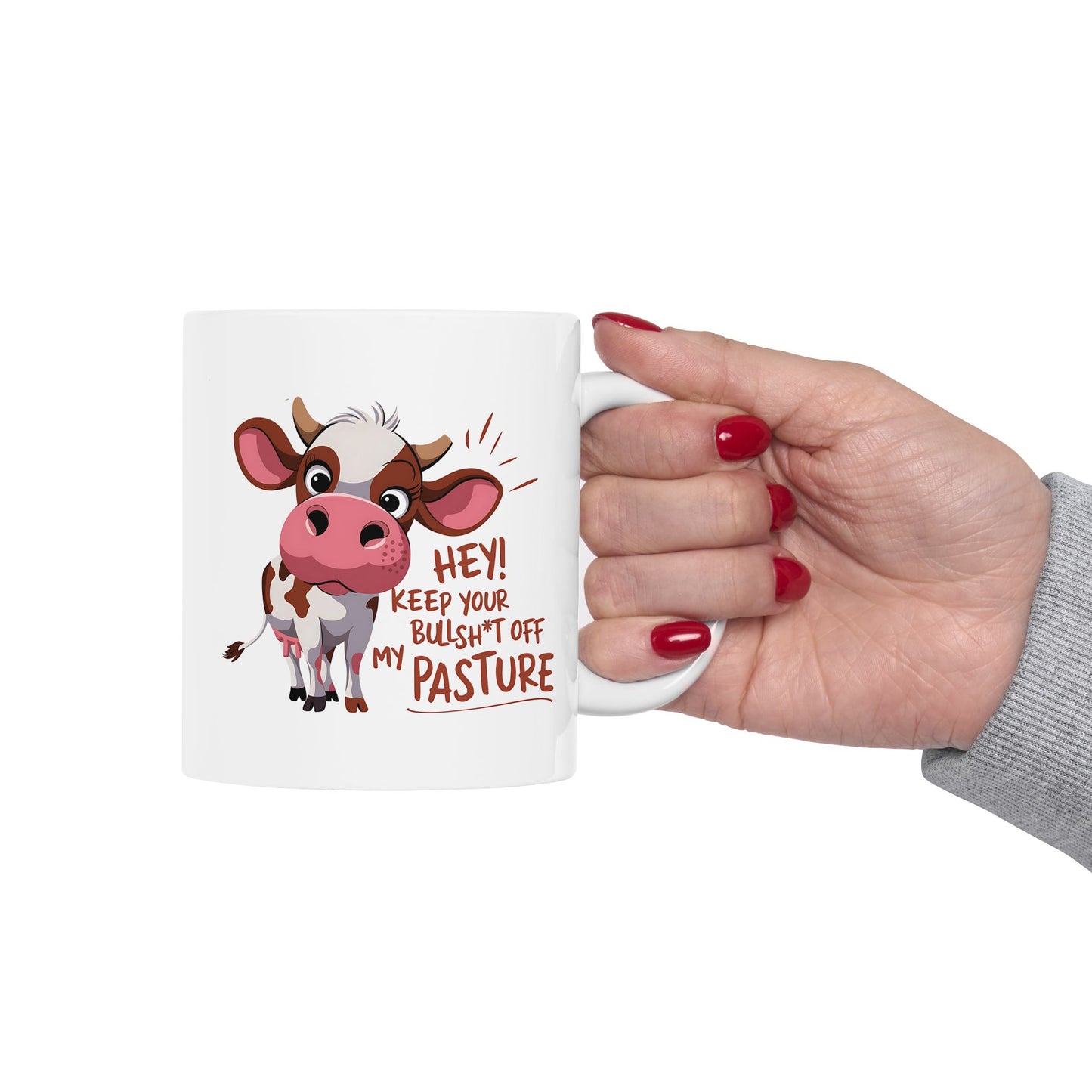 🐮 ¡Mantén tus tonterías lejos de mi pasto! – Taza divertida de vaca para almas atrevidas ☕
