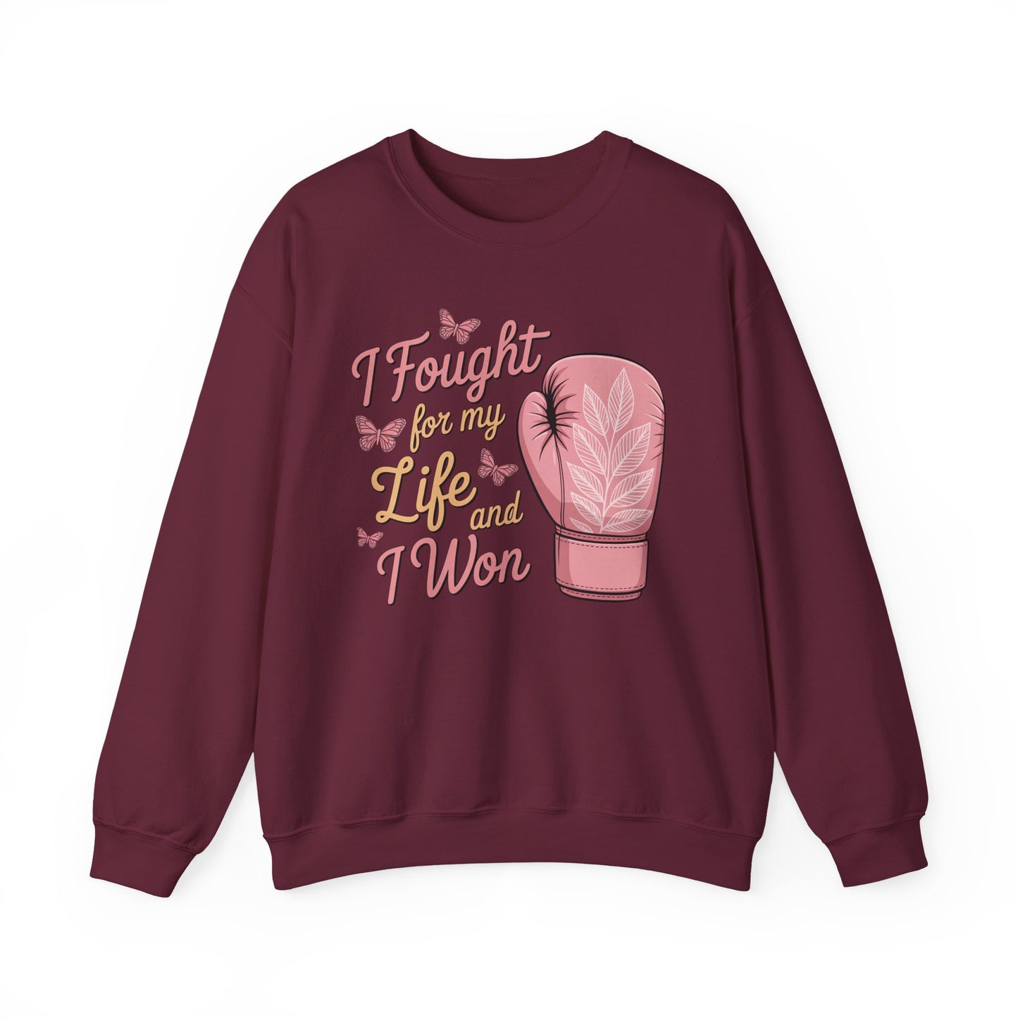 🥊🦋 I Fought for My Life and I Won Sweatshirt – Breast Cancer Survivor Crewneck