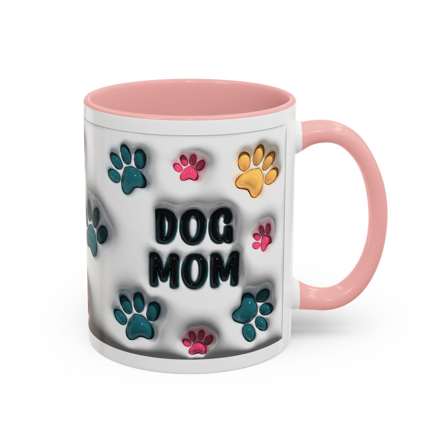 Dog Mom Accent Mug – Colorful Paw Print Cup for Proud Pet Parents