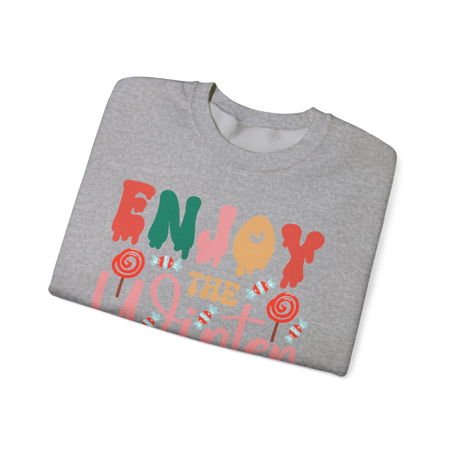 ❄️☕ Enjoy the Winter Sweatshirt – Cozy Snowflake & Cocoa Season Vibes 🧣✨