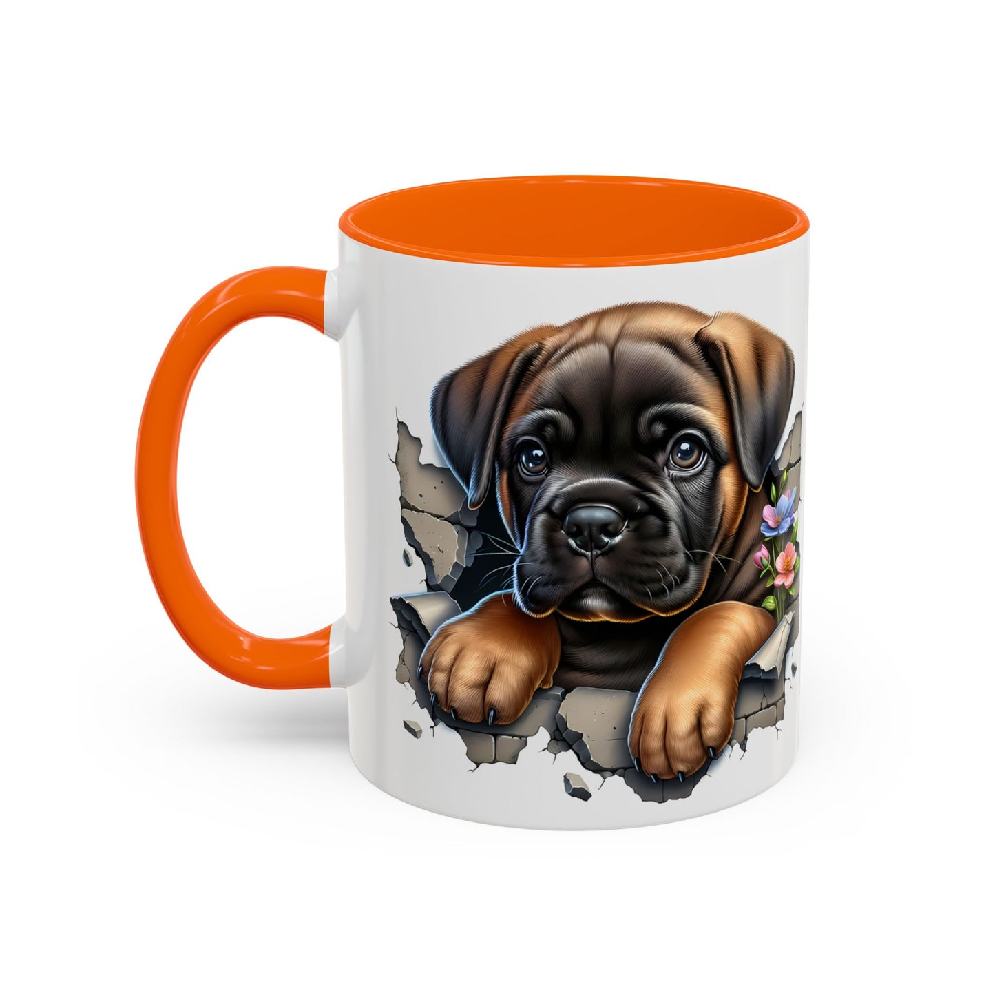 🧡 Boxer Puppy Accent Mug – Adorable Peek-Through Cup for Dog Lovers