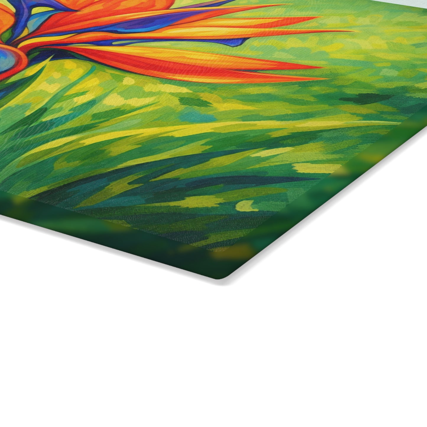 Bird of Paradise Flower Glass Cutting Board – Tropical Floral Kitchen Decor