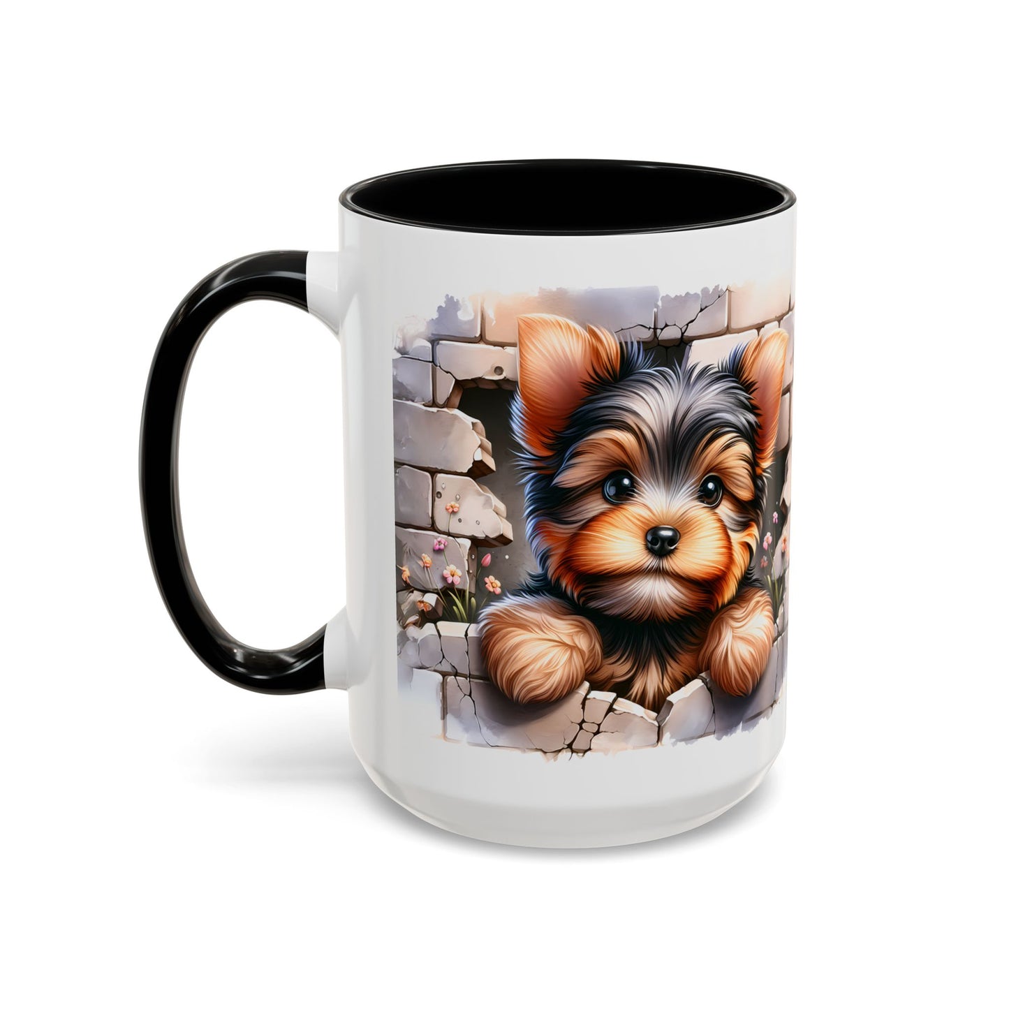 🎀🐶 Yorkie Puppy Accent Mug – Cute Peek-Through Dog Design for Animal Lovers ☕💖