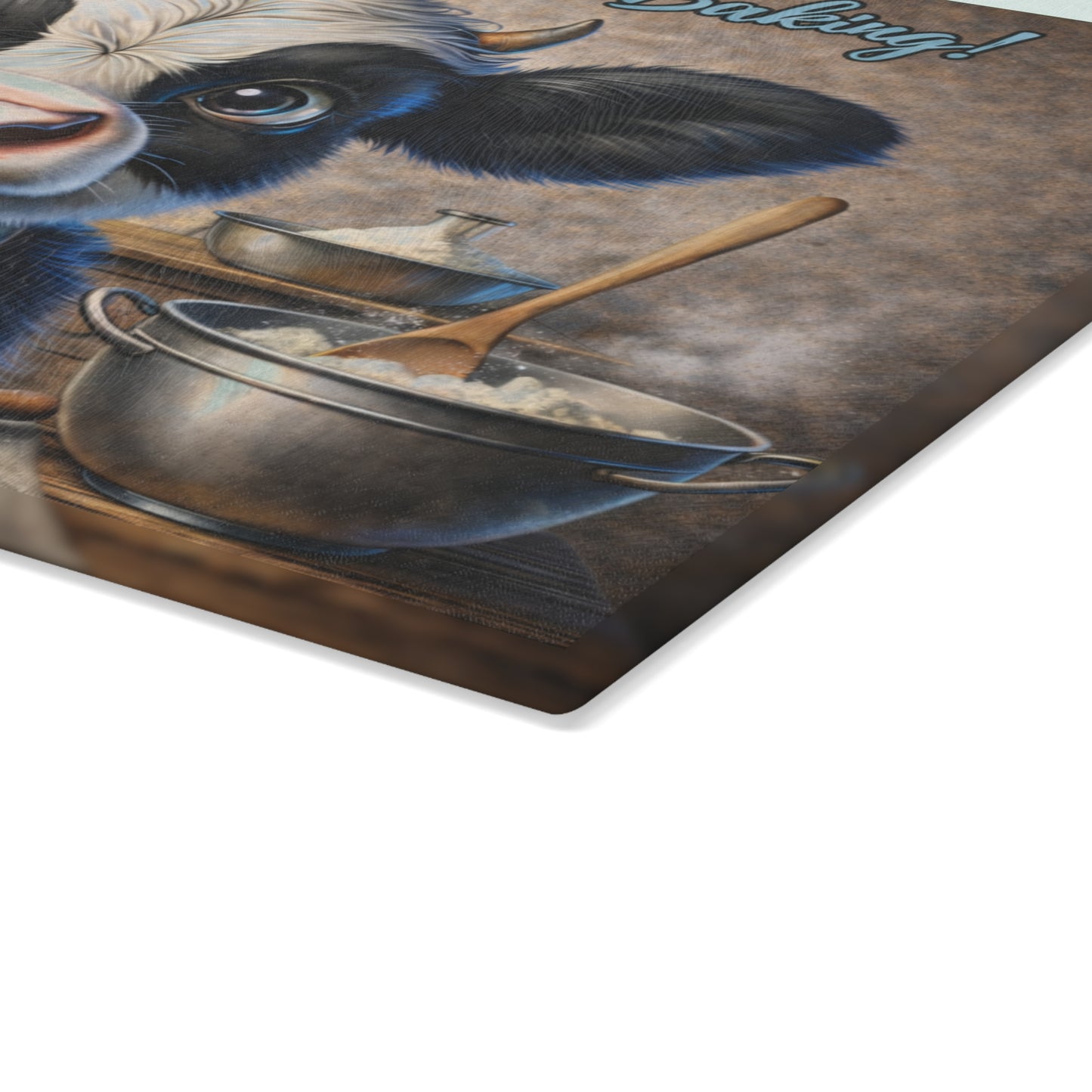 Moo-ve Over, I’m Baking! Glass Cutting Board – Whimsical Farmhouse Kitchen Decor