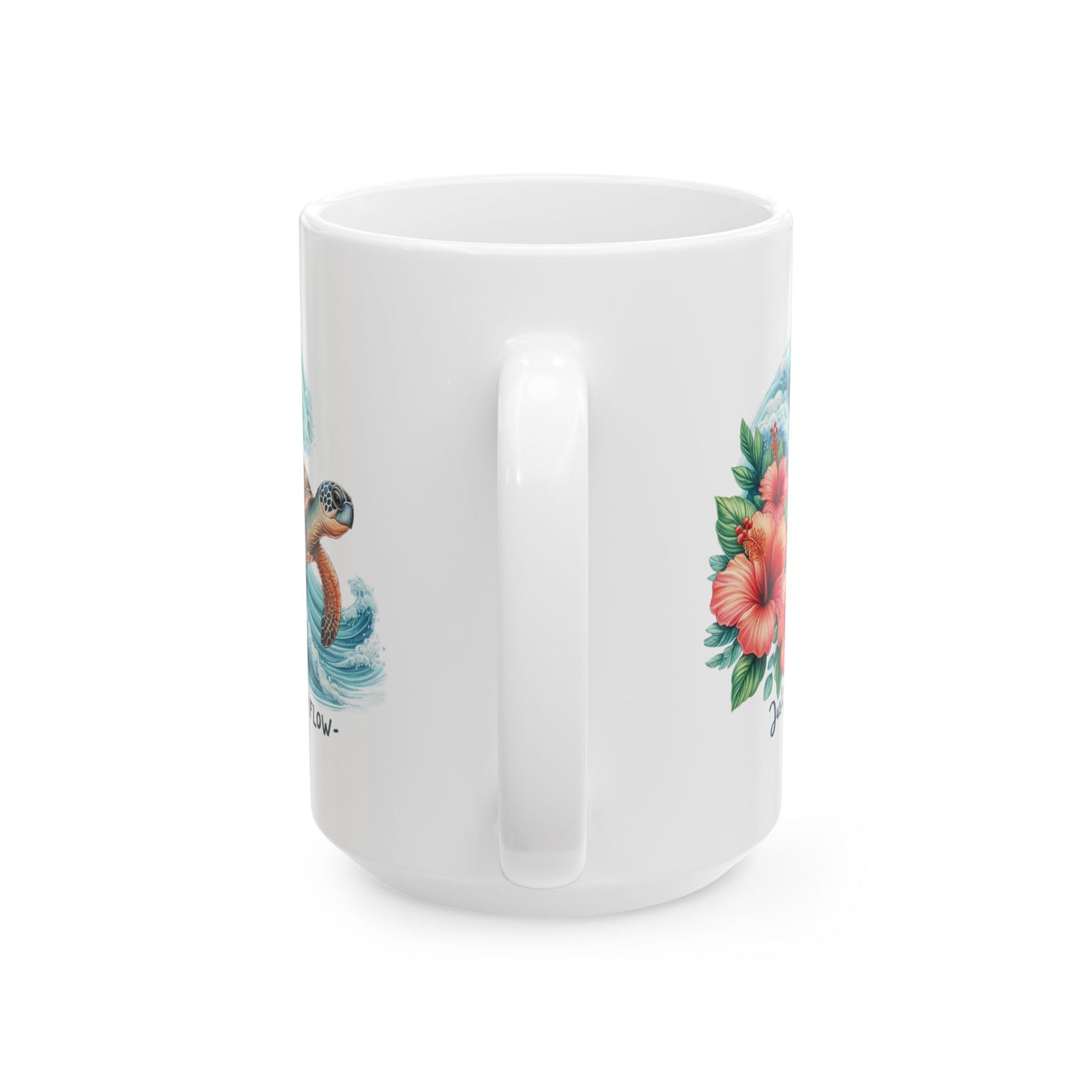 🌊 Just Go with the Flow – Beautiful Sea Turtle Coffee Mug for Ocean Lovers 🐢
