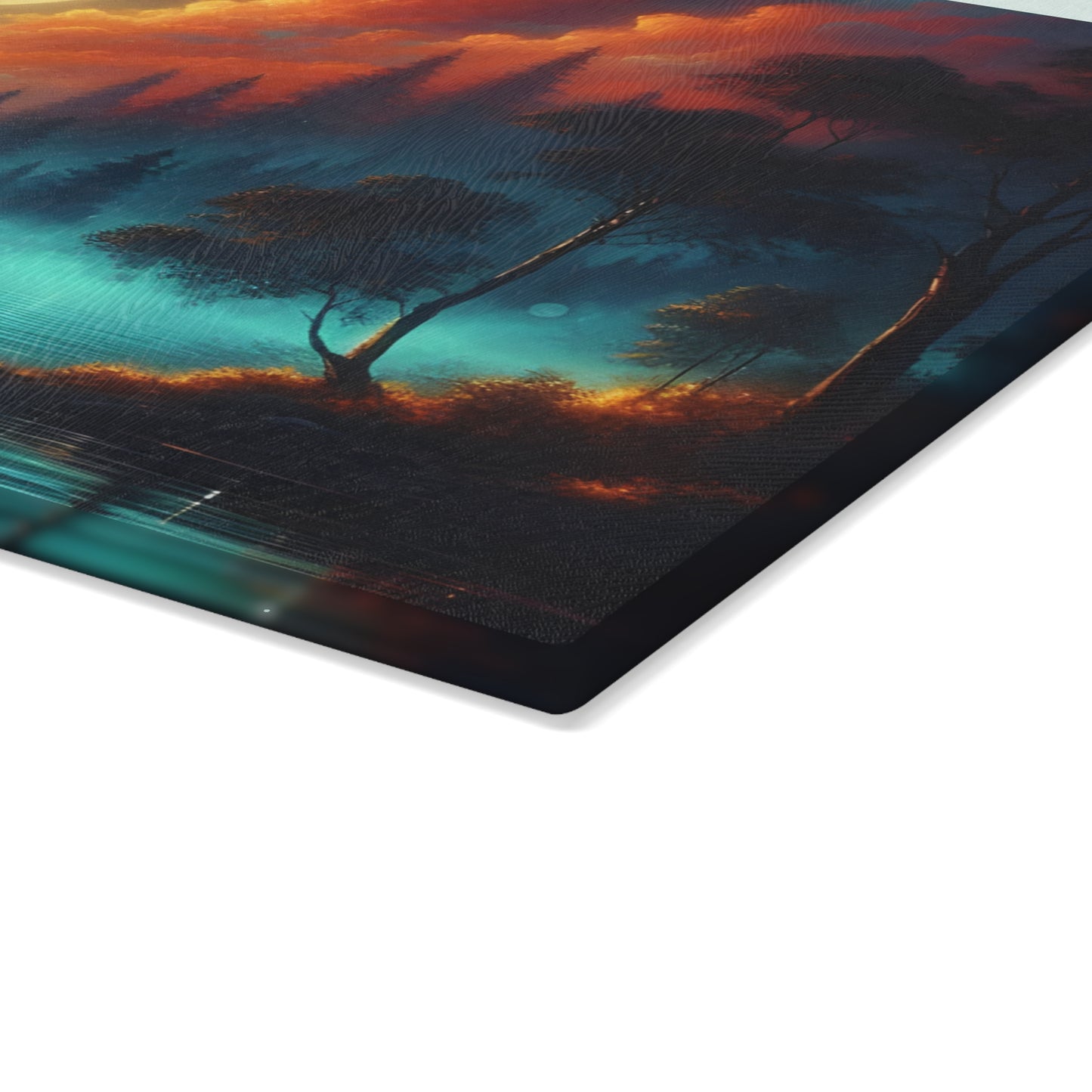 🌕🔥 Moonlit Forest Glow Cutting Board – Celestial Night Sky Reflection Art 🔥🌕