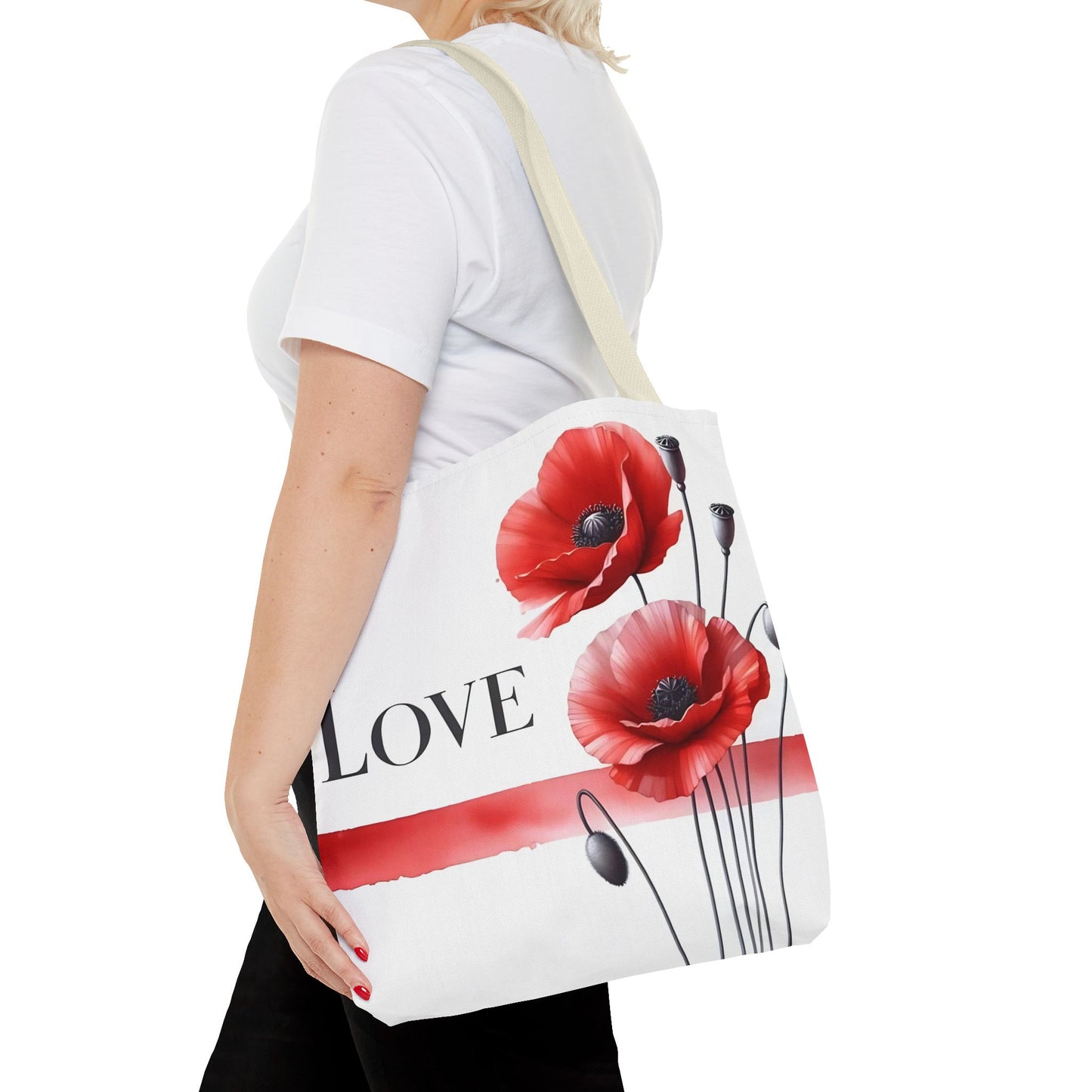 ❤️ Bolso Tote Floral Rojo “Love” – Atrevido, Hermoso y Lleno de Corazón