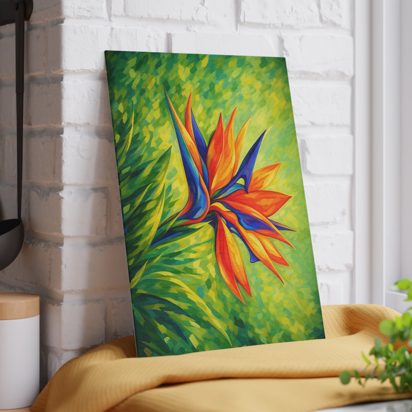 Bird of Paradise Flower Glass Cutting Board – Tropical Floral Kitchen Decor