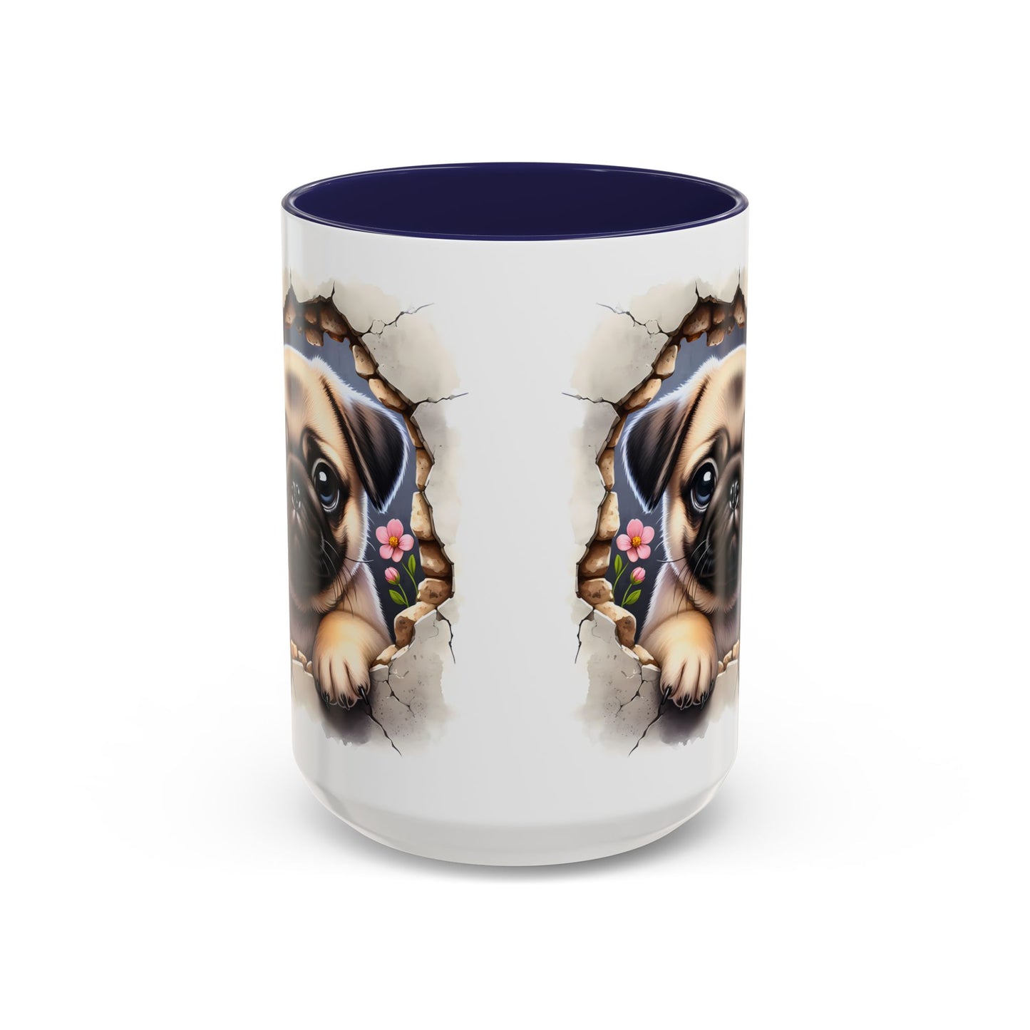 🐾💛 Pug Puppy Accent Mug – Cute Wrinkly Pug Coffee Cup ☕✨