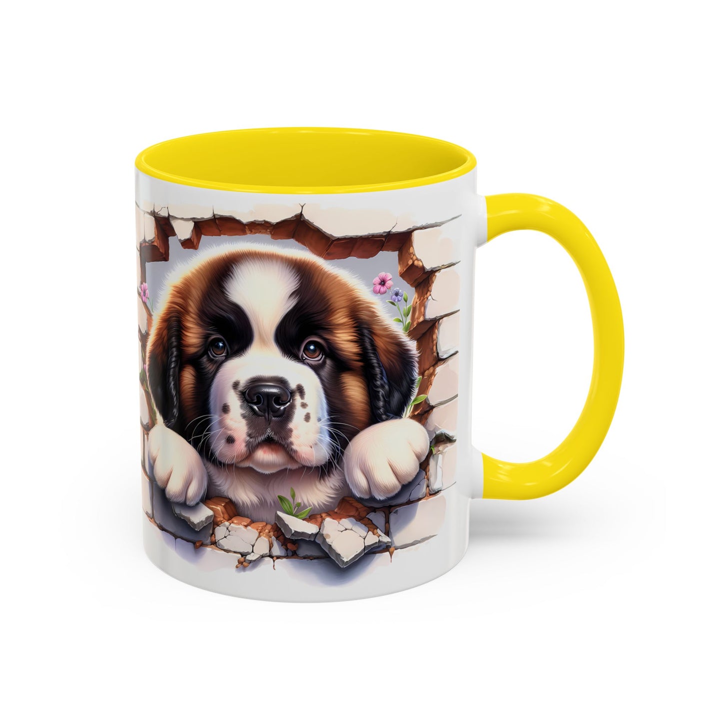 🐾☕ St. Bernard Puppy Peek Accent Mug – Gentle Giant Pup Lover Gift ✨❤️