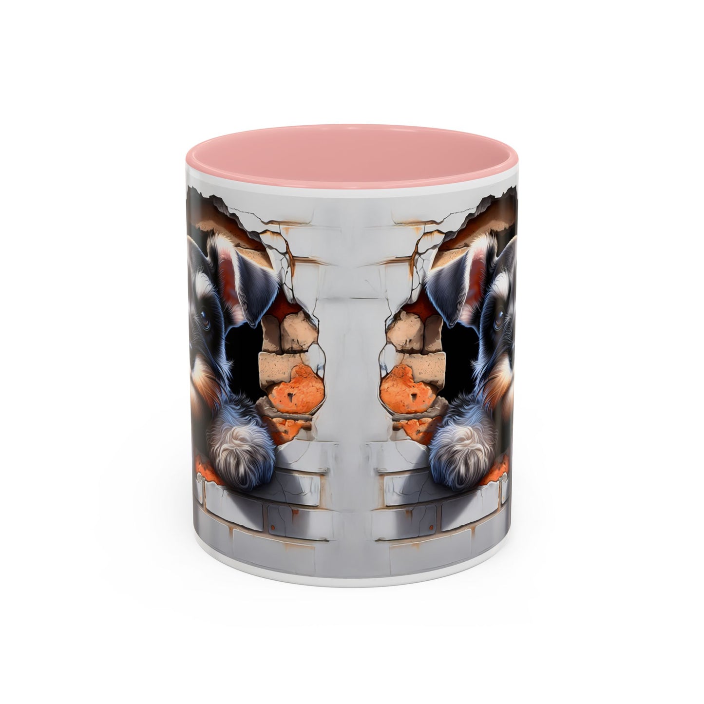 🎀🐶 Schnauzer Puppy Accent Mug – Cute Peek-Through Dog Design for Animal Lovers ☕💖