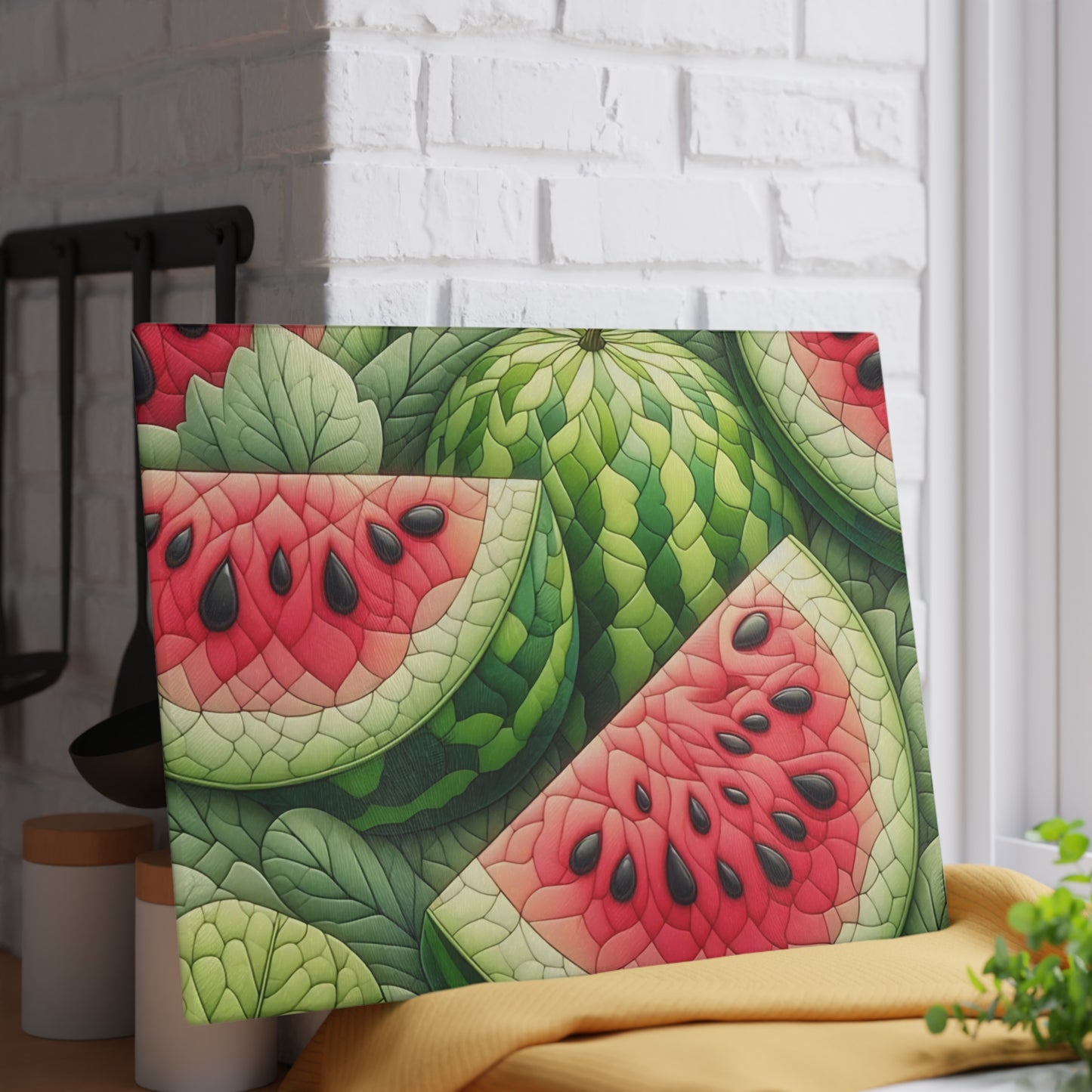 🍉 Juicy Watermelon Glass Cutting Board – Sweet Summer Kitchen Vibes