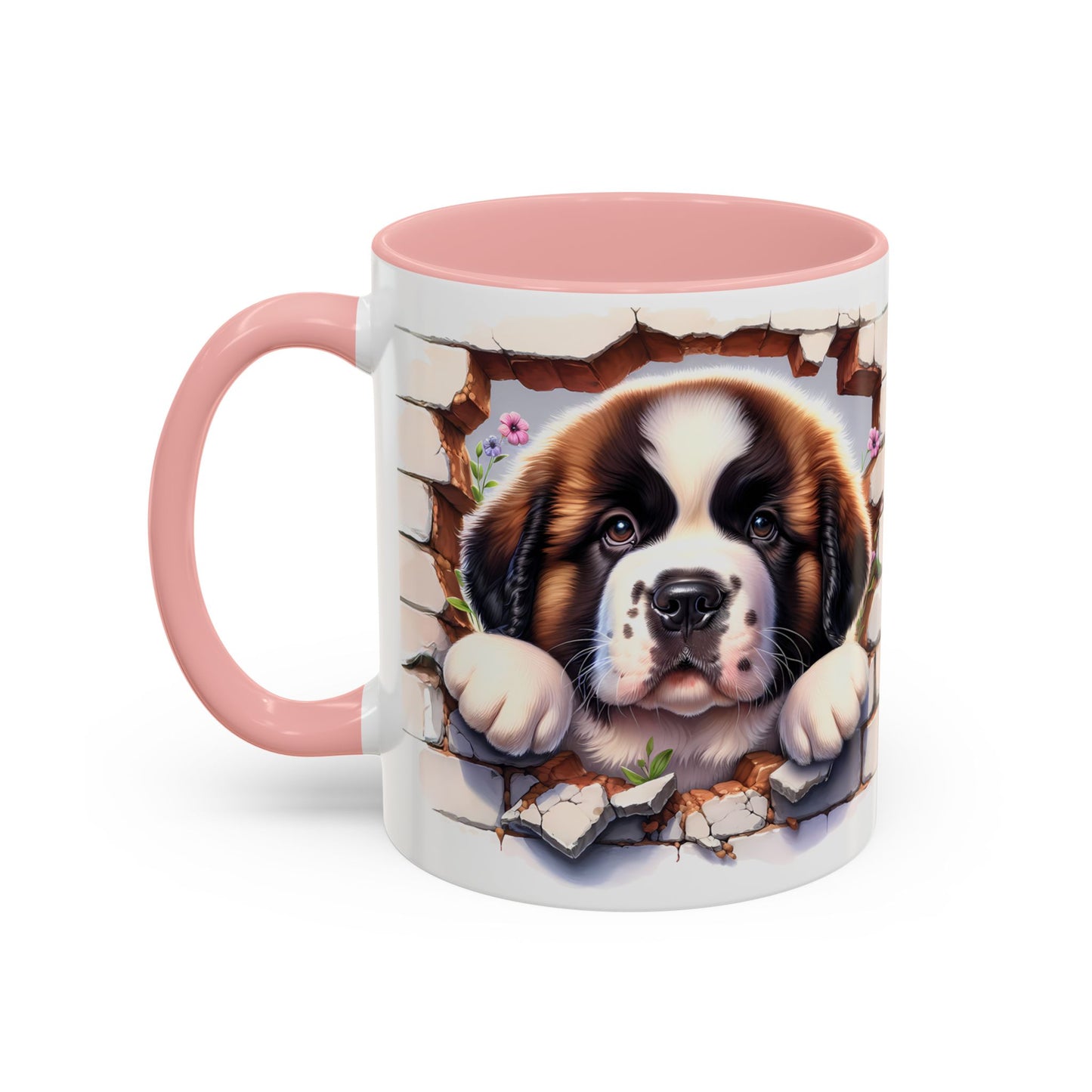 🐾☕ St. Bernard Puppy Peek Accent Mug – Gentle Giant Pup Lover Gift ✨❤️