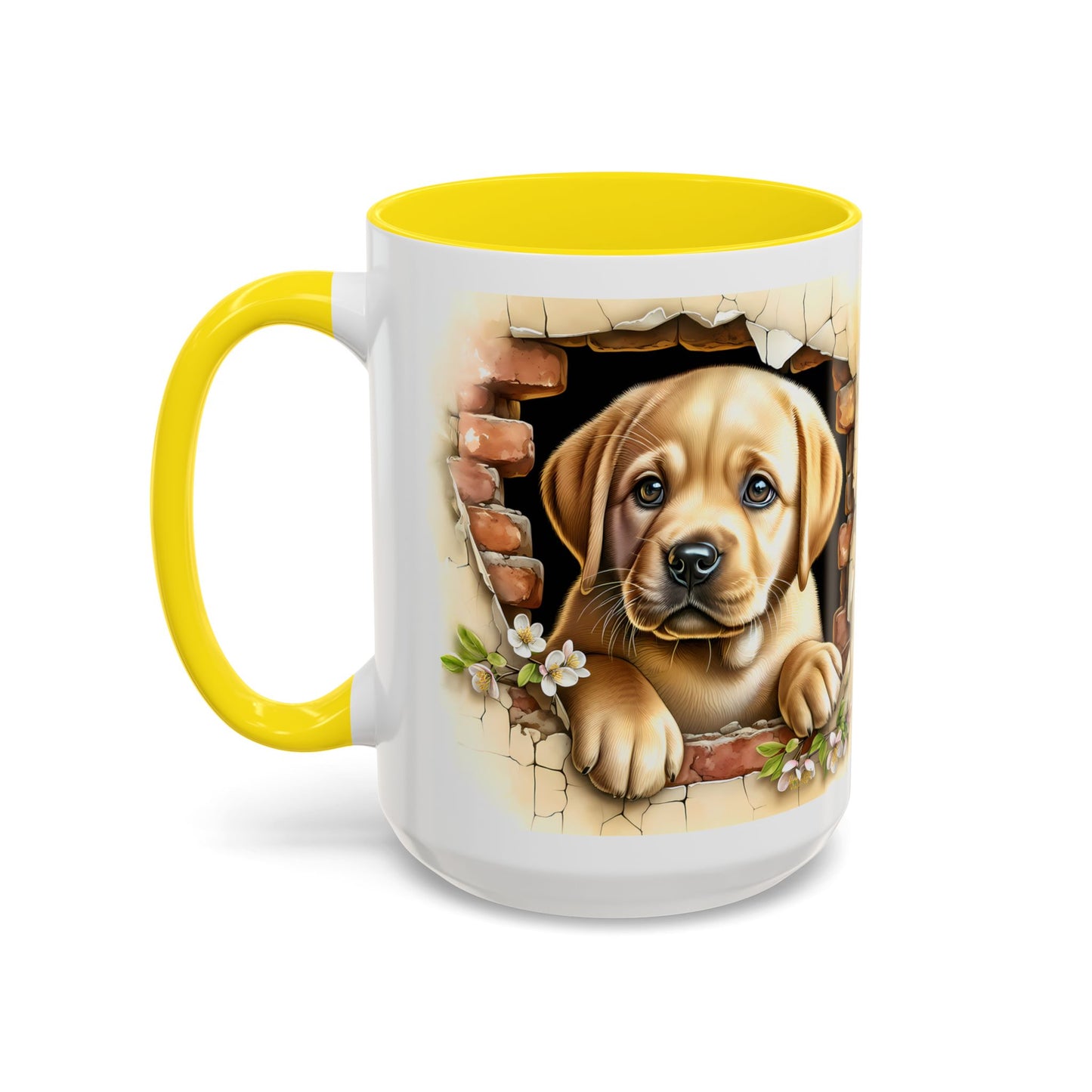 🐶☕ Labrador Puppy Peek Accent Mug – Sweet Yellow Lab Lover Gift ✨💛