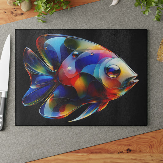Radiant Reef Glass Cutting Board – Colorful Fish Artwork