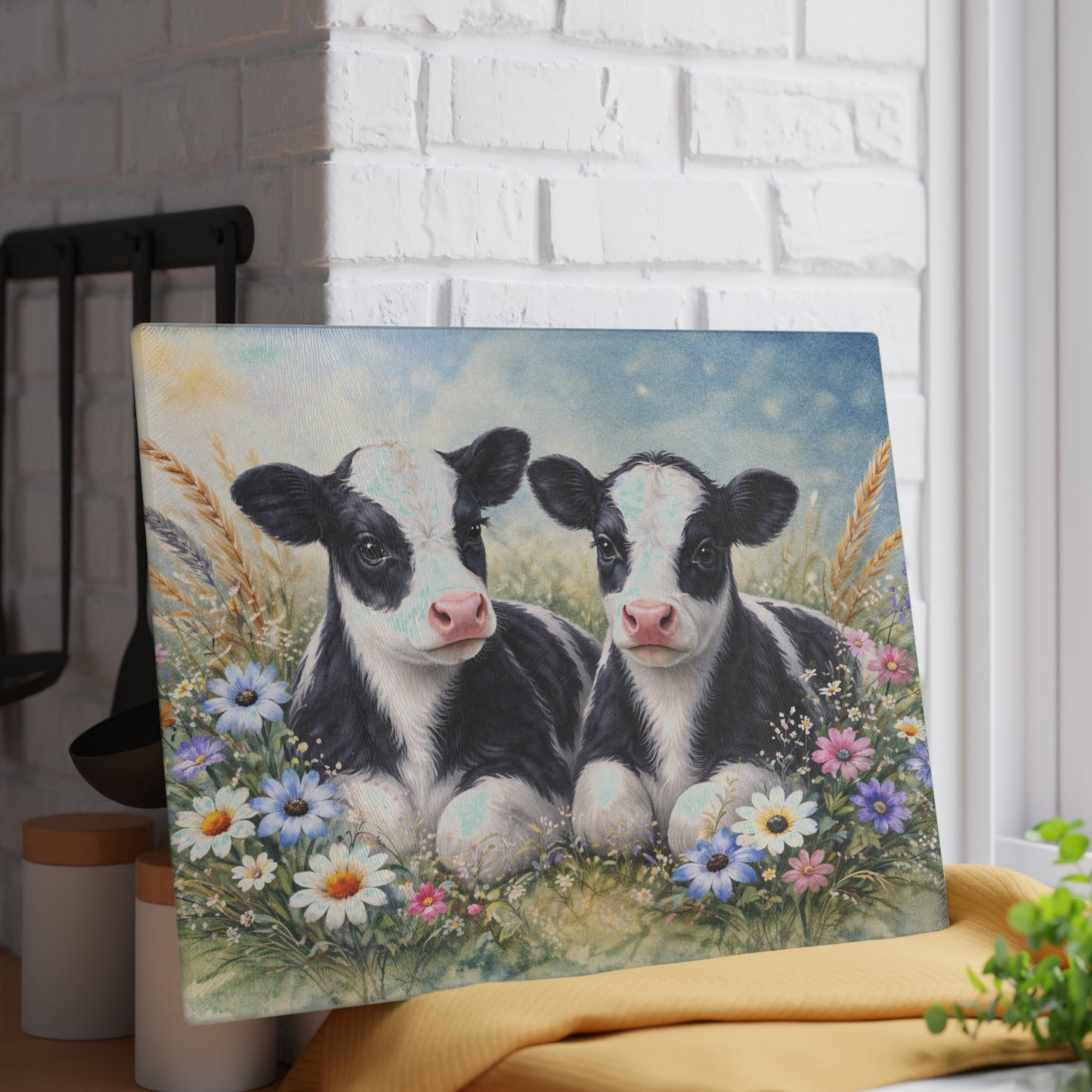 Adorable Calf Duo Cutting Board – Country Charm for Your Kitchen