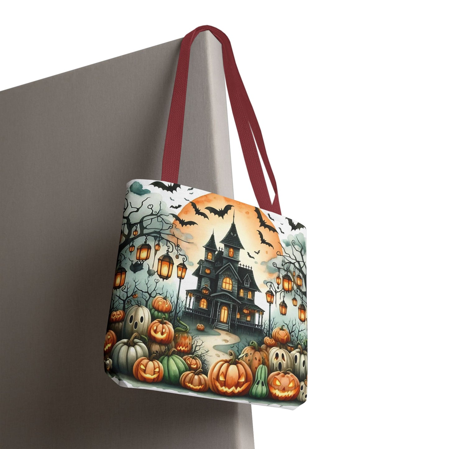 🏚️ Haunted House Halloween Tote Bag – Spooky Nights & Pumpkin Delights 🎃🖤
