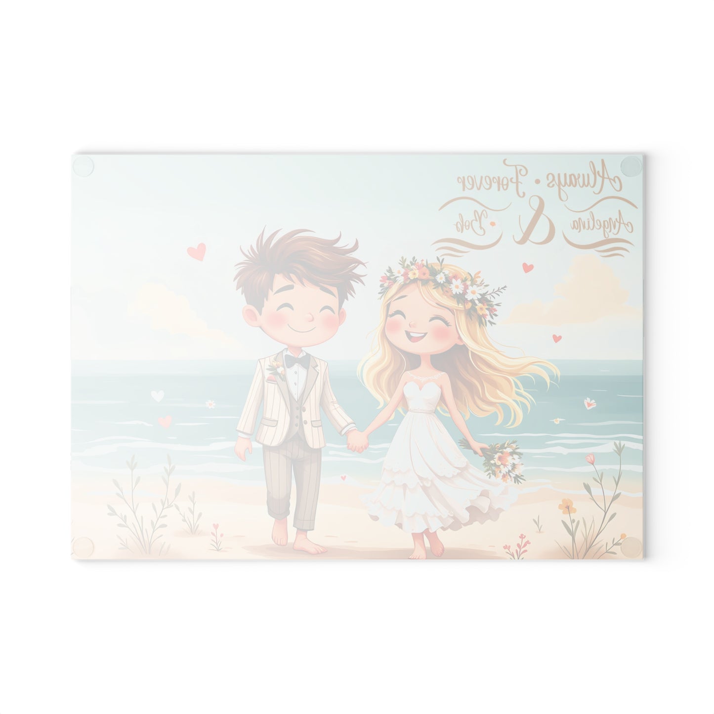 🏖️ Beach Wedding Couple Cutting Board – Personalized “Always & Forever” Keepsake for Newlyweds