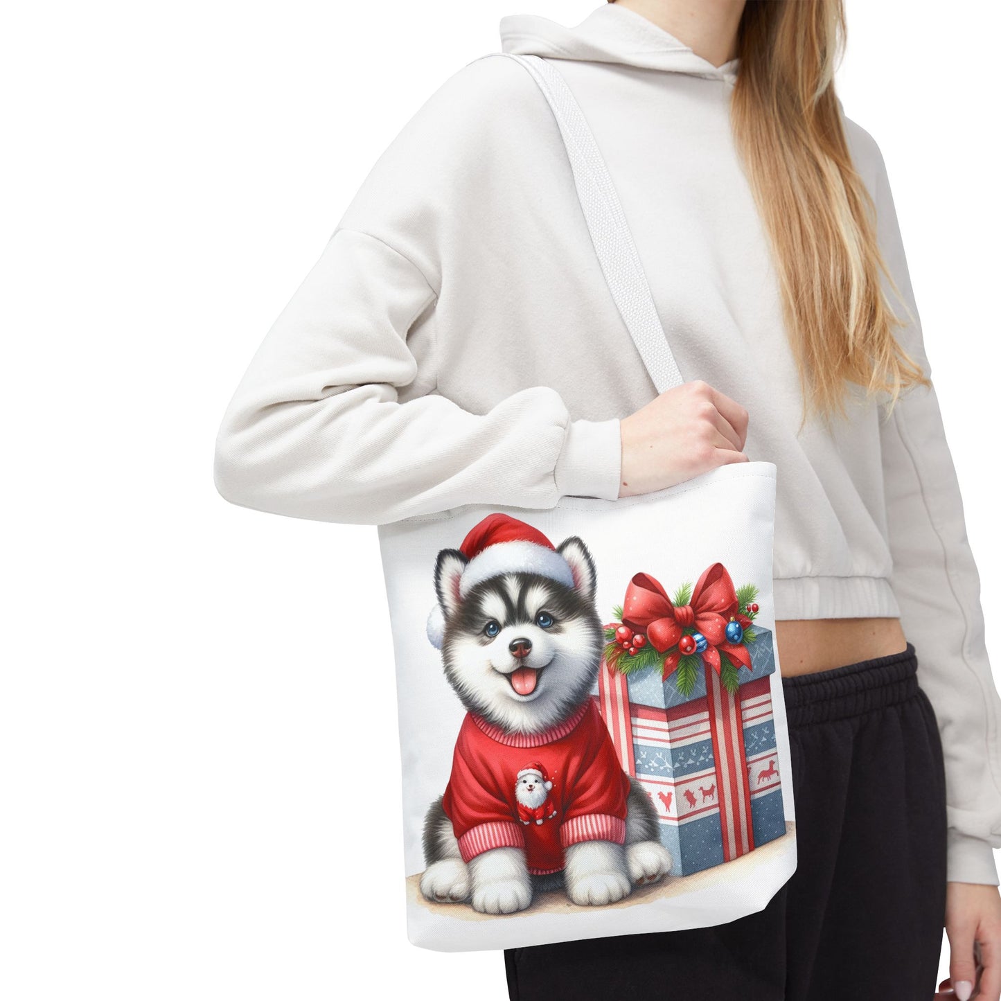 🎁 Christmas Husky Tote Bag – Festive Pup & Holiday Cheer in Every Carry 🎄