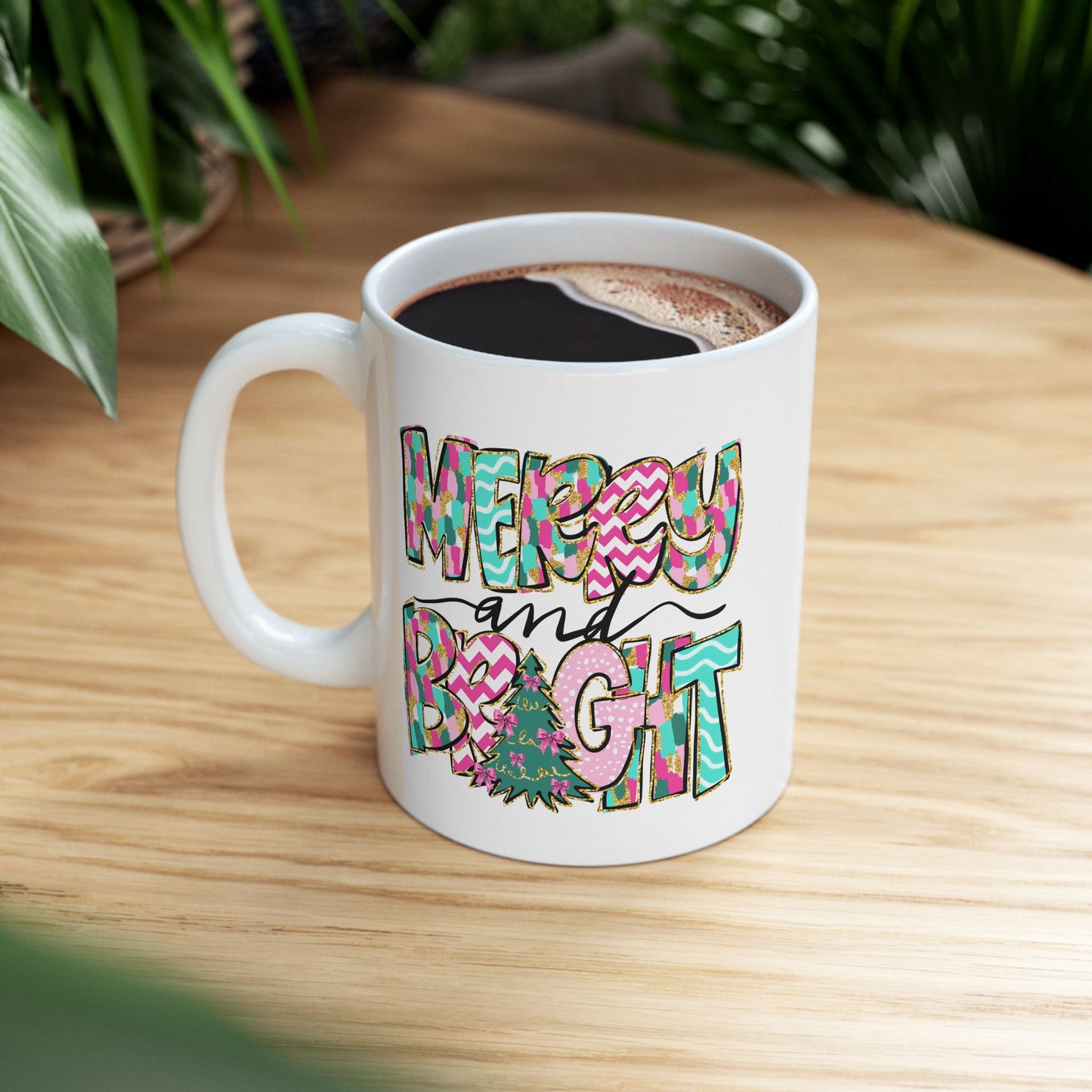 ☕ Merry and Bright Mug – Whimsical Colors & Holiday Cheer in Every Sip 🎄💖