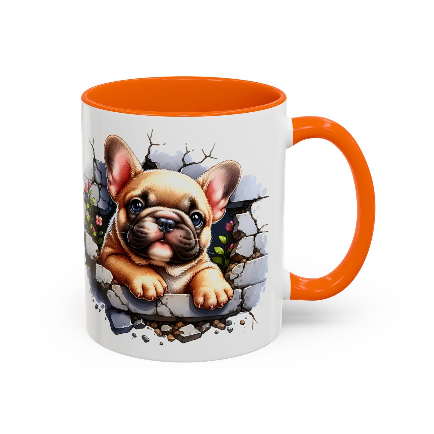 🐾☕ Tan French Bulldog Puppy Accent Mug – Sweet Peek-Through Pup Design ✨
