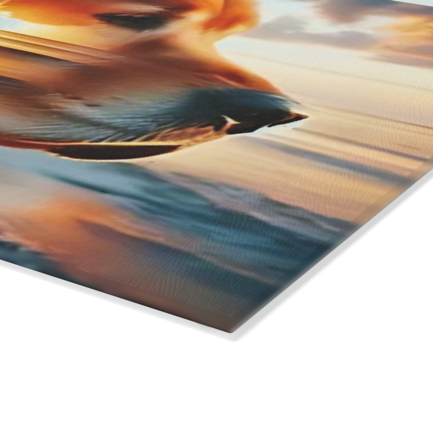 🌅🐕 Golden Retriever Sunset Cutting Board – Coastal Serenity Meets Canine Love 🐾✨