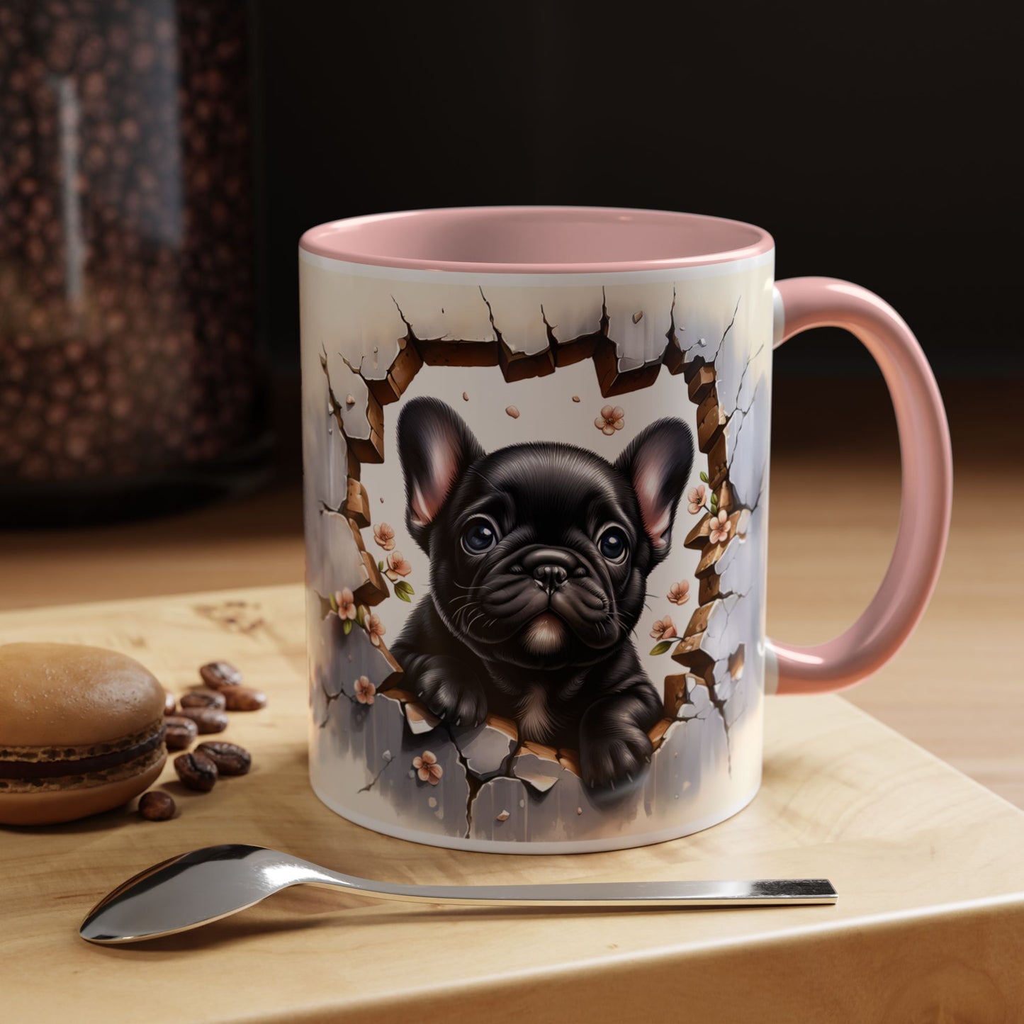 🐾☕ Black French Bulldog Puppy Accent Mug – Cute Breakthrough Pup Design ✨