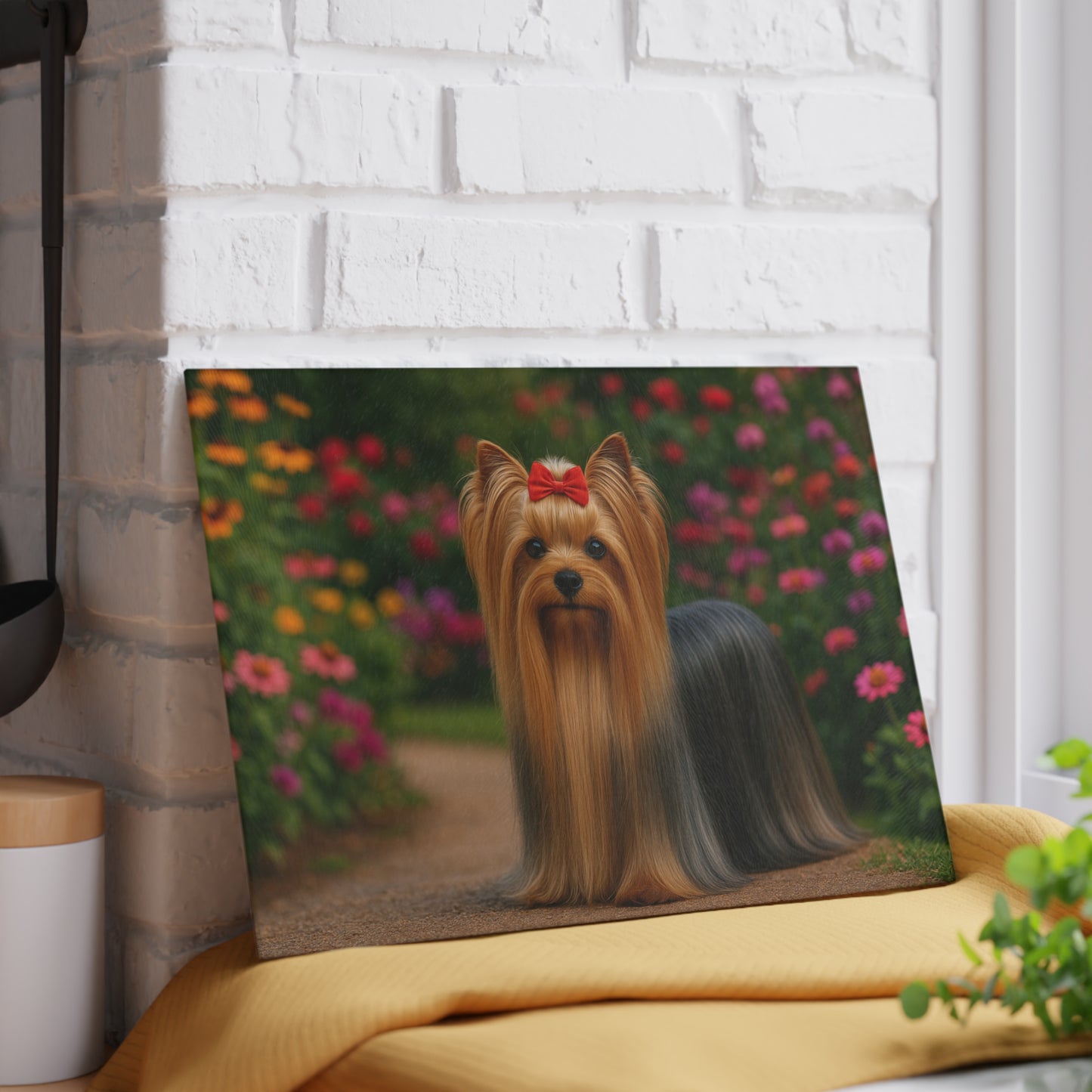🐾🌸 Yorkie in Bloom Cutting Board – Elegant Floral Beauty for Your Kitchen 🌼