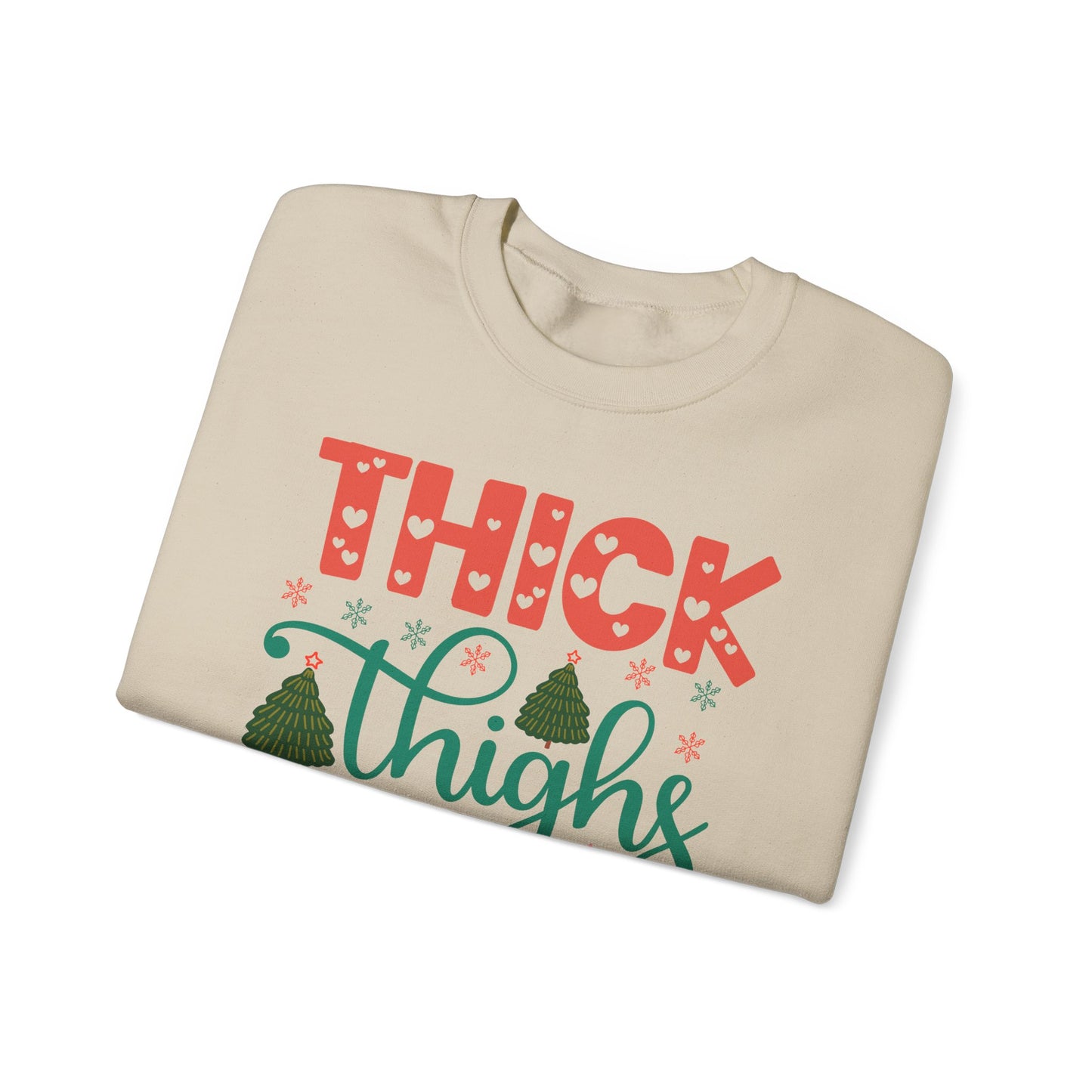 🎄💖 Thick Thighs & Christmas Vibes Crewneck – Cute, Confident & Cozy