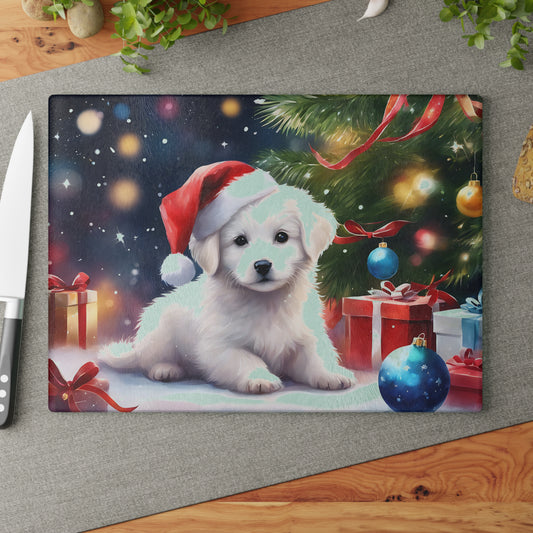 🎄🐾 Christmas Puppy Cutting Board – Holiday Cheer for Your Kitchen 🎁