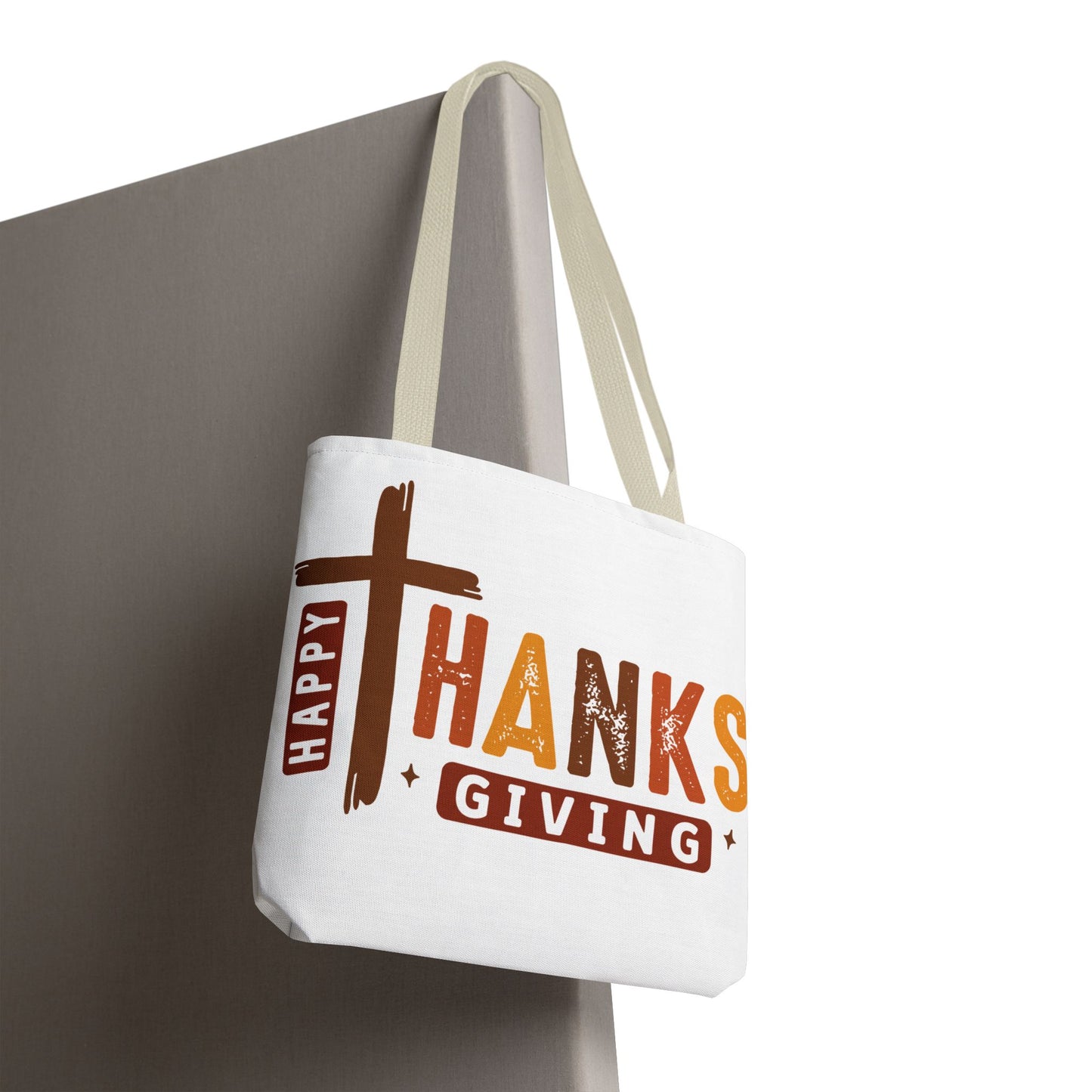 ✝️ Happy Thanksgiving Cross Tote – Faith & Gratitude in Fall Colors 🍂