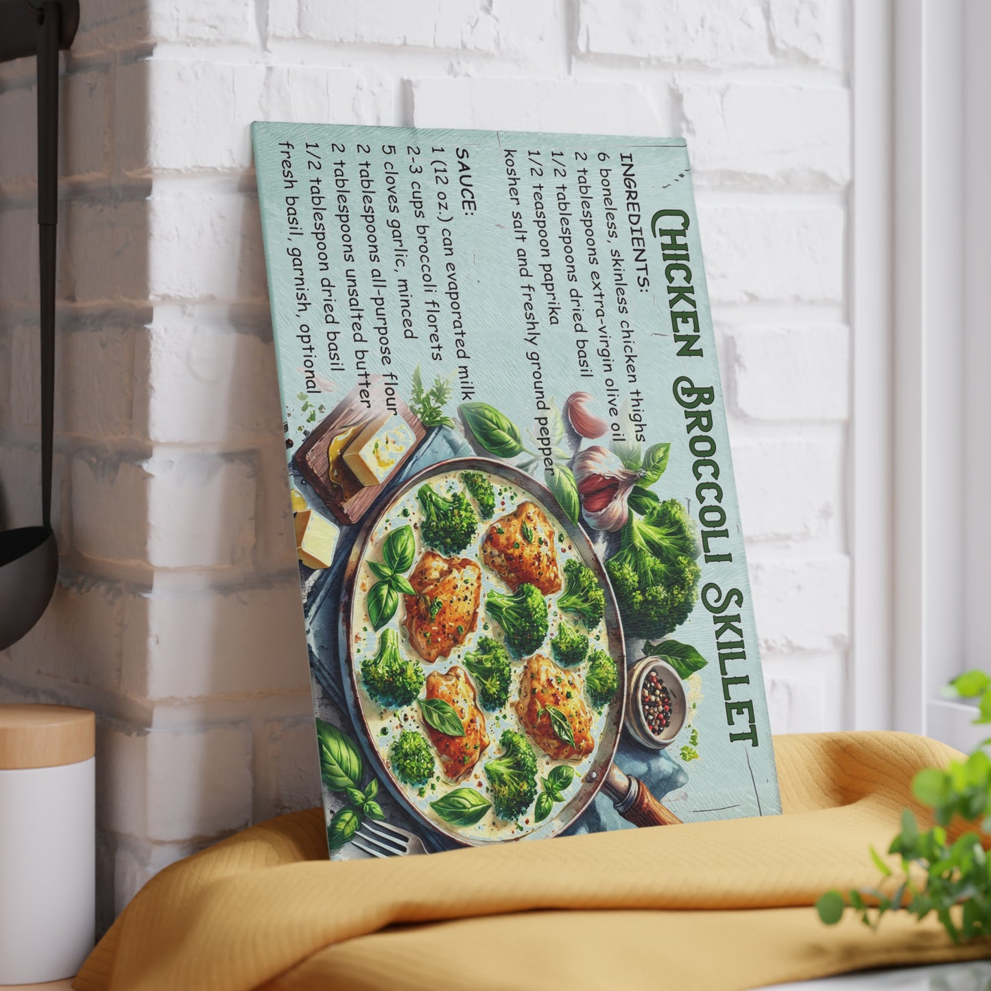 🍗 Chicken Broccoli Skillet – Easy Dinner Recipe Cutting Board