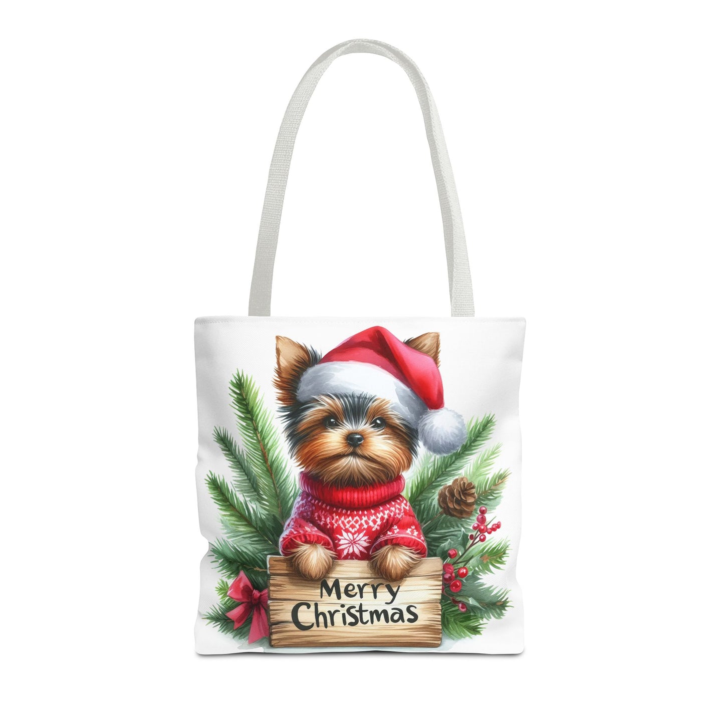 📦🐶 Yorkie Christmas Tote Bag – Tiny Terrier Holiday Charm in Every Carry 🎄