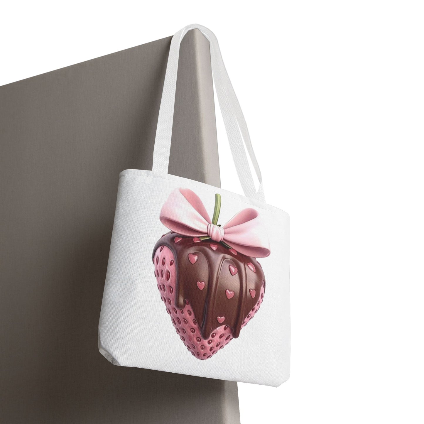 🍓 Chocolate-Dipped Strawberry Tote Bag – Sweet, Romantic & Practical 🍫
