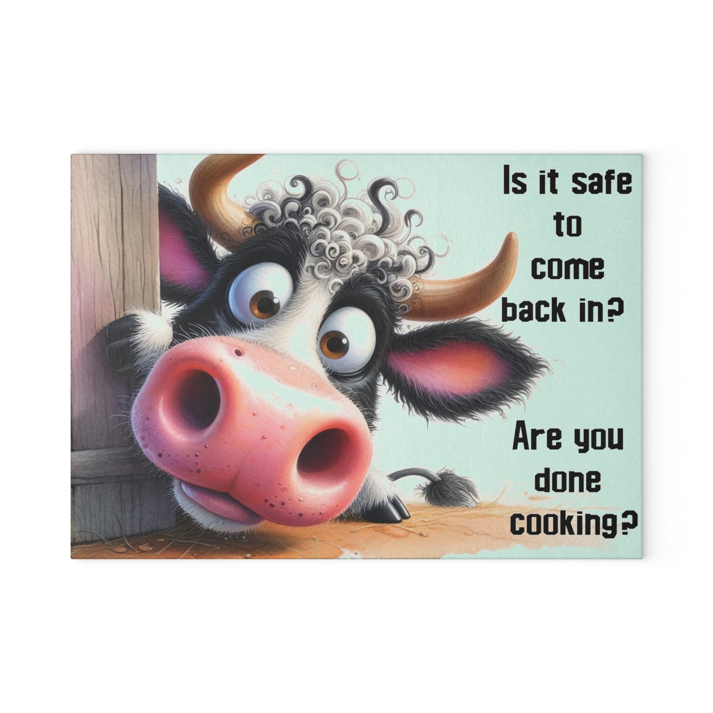 Are You Done Cooking Glass Cutting Board – Funny Cow Kitchen Art Display