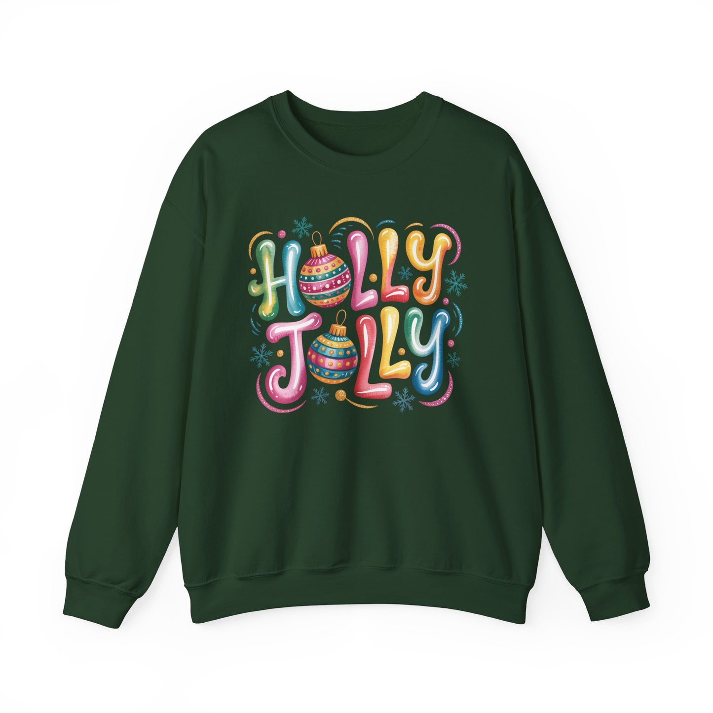 🎄✨ Holly Jolly Rainbow Ornament Christmas Sweatshirt – Festive & Fun Holiday Style 🌈🎁