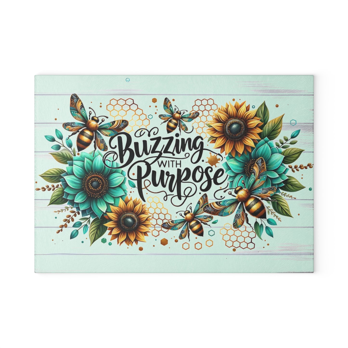 🐝🌻 Buzzing with Purpose Cutting Board – Vibrant Bee & Sunflower Charm for Your Kitchen 🌿🍯