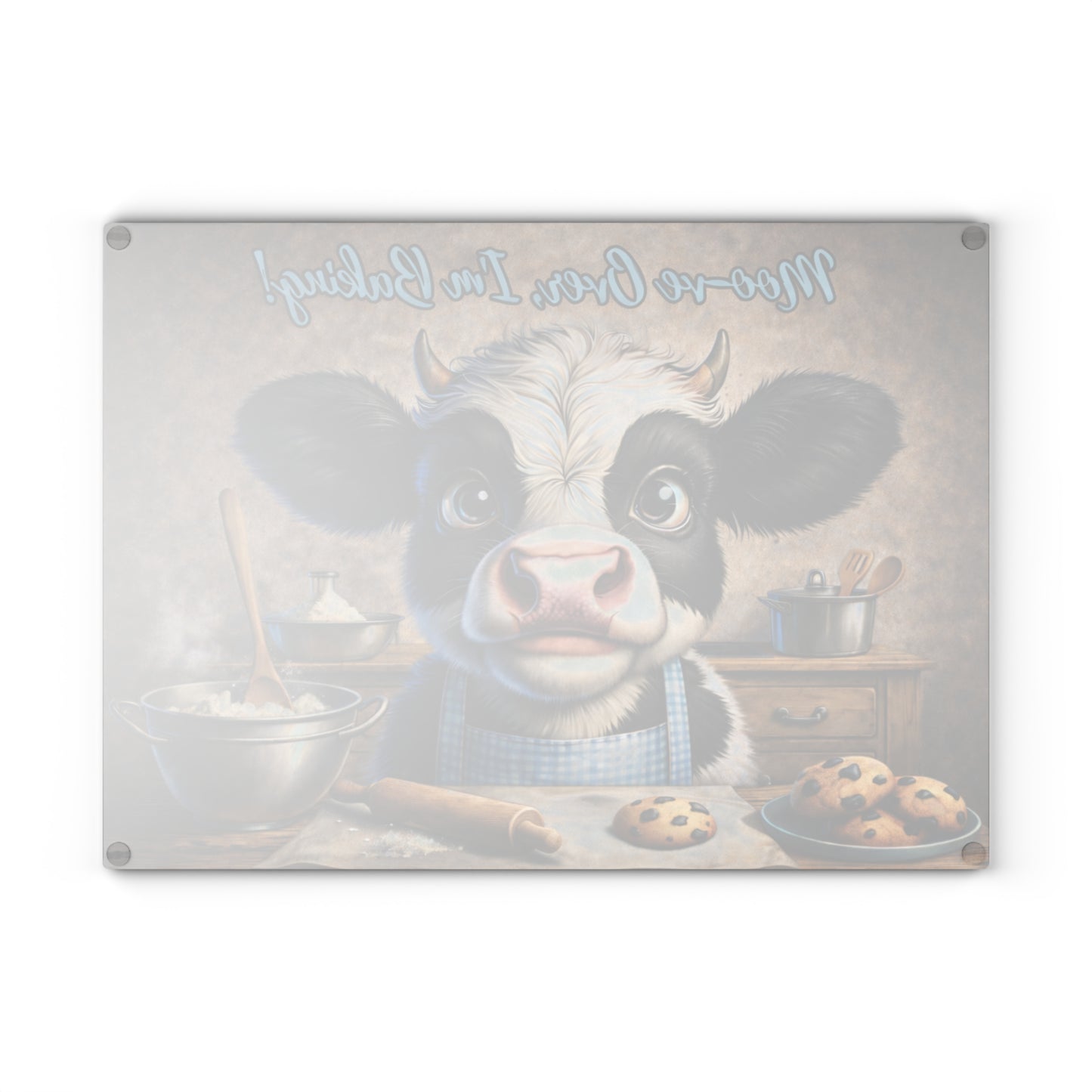 Moo-ve Over, I’m Baking! Glass Cutting Board – Whimsical Farmhouse Kitchen Decor