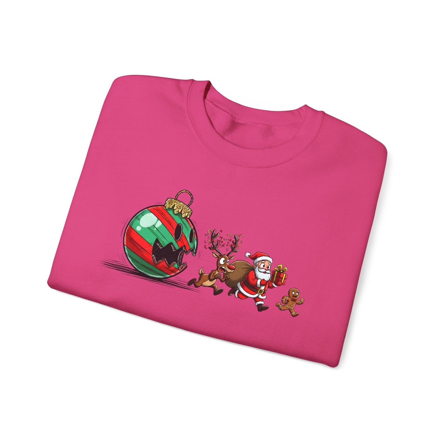 🎄🎅 Santa’s Great Ornament Escape Sweatshirt – Funny Christmas Crewneck for Holiday Laughs