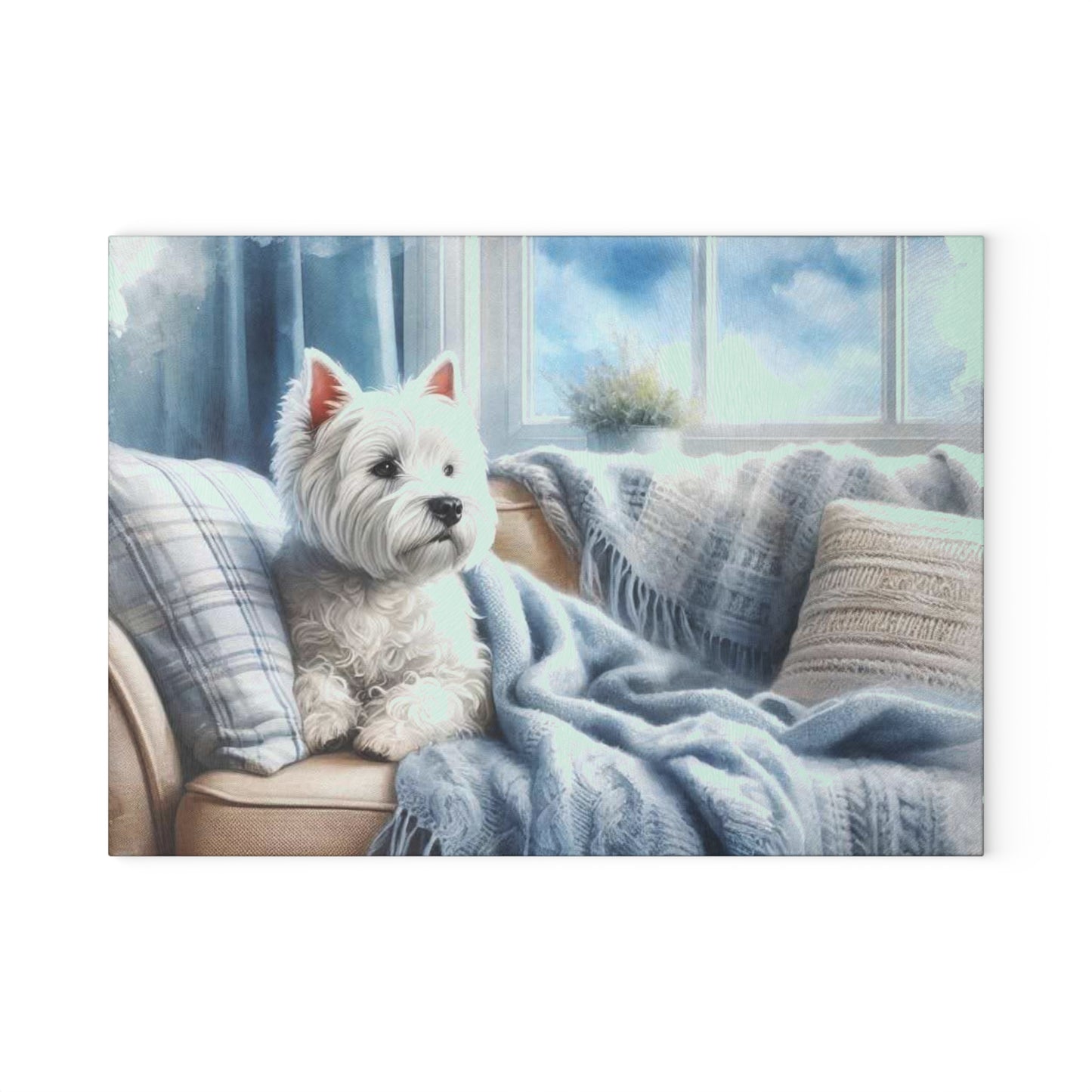 🐶 Cozy Westie by the Window Cutting Board – Relaxed Charm for Your Kitchen 🪟