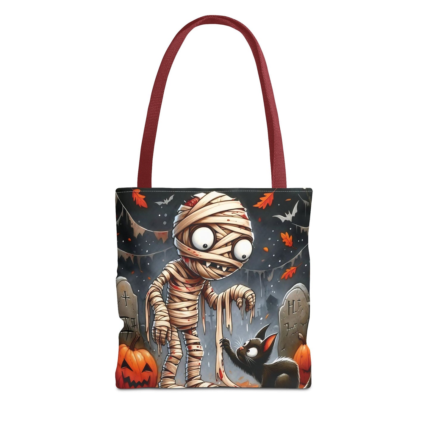 🎃 Mummy & Black Cat Halloween Tote Bag – Spooky Cute & Perfect for Trick-or-Treating 🖤🛍️
