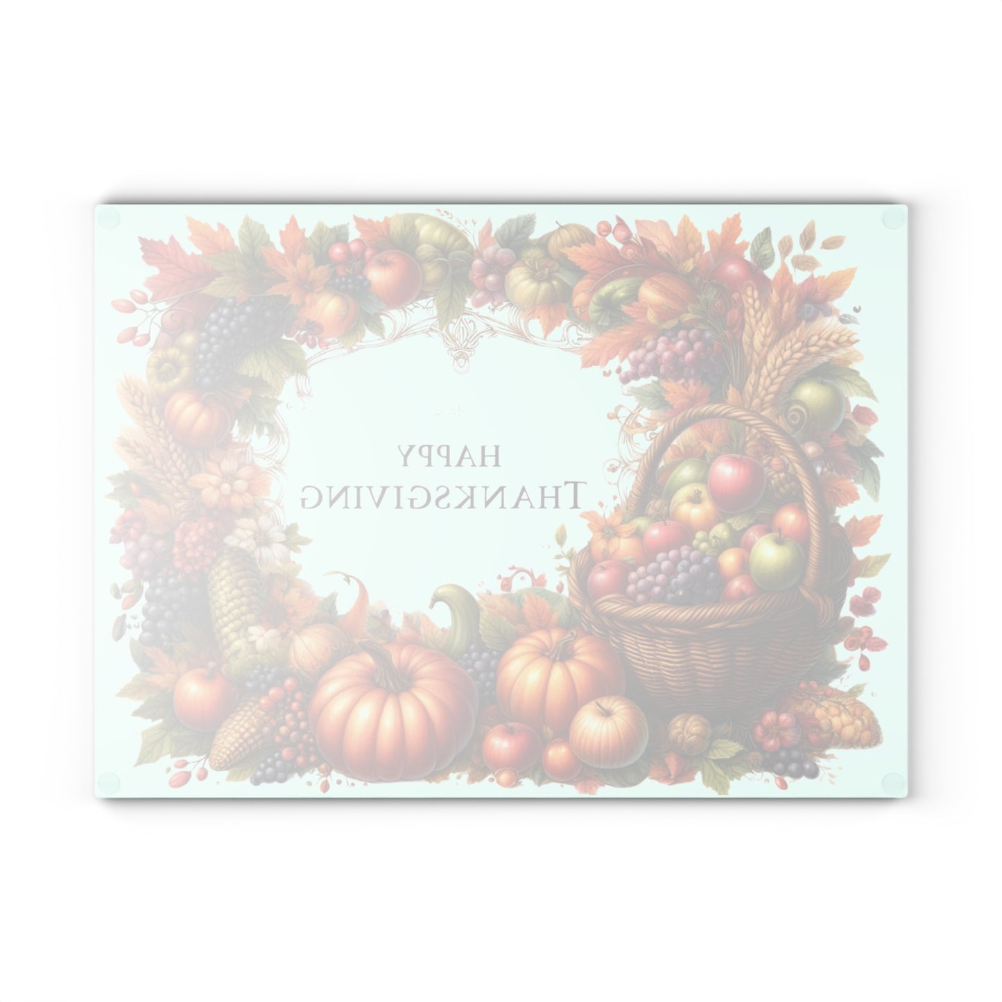 🧺🍂 Happy Thanksgiving Harvest Basket Glass Cutting Board – Warm Autumn Elegance for Your Kitchen ✨🦃