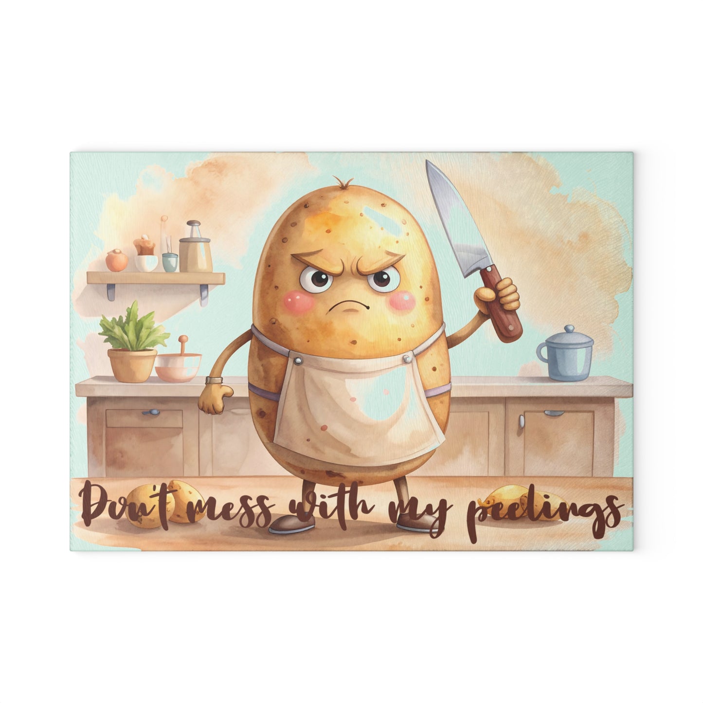 🥔 Don’t Mess With My Peelings – Funny Potato Cutting Board
