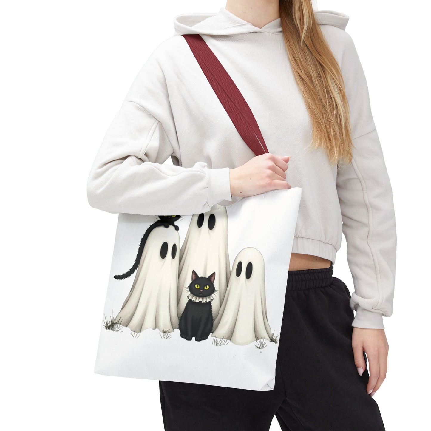🐈‍⬛ Ghosts & Black Cats Halloween Tote Bag – Spooky Chic Retro Vibes 👻👜