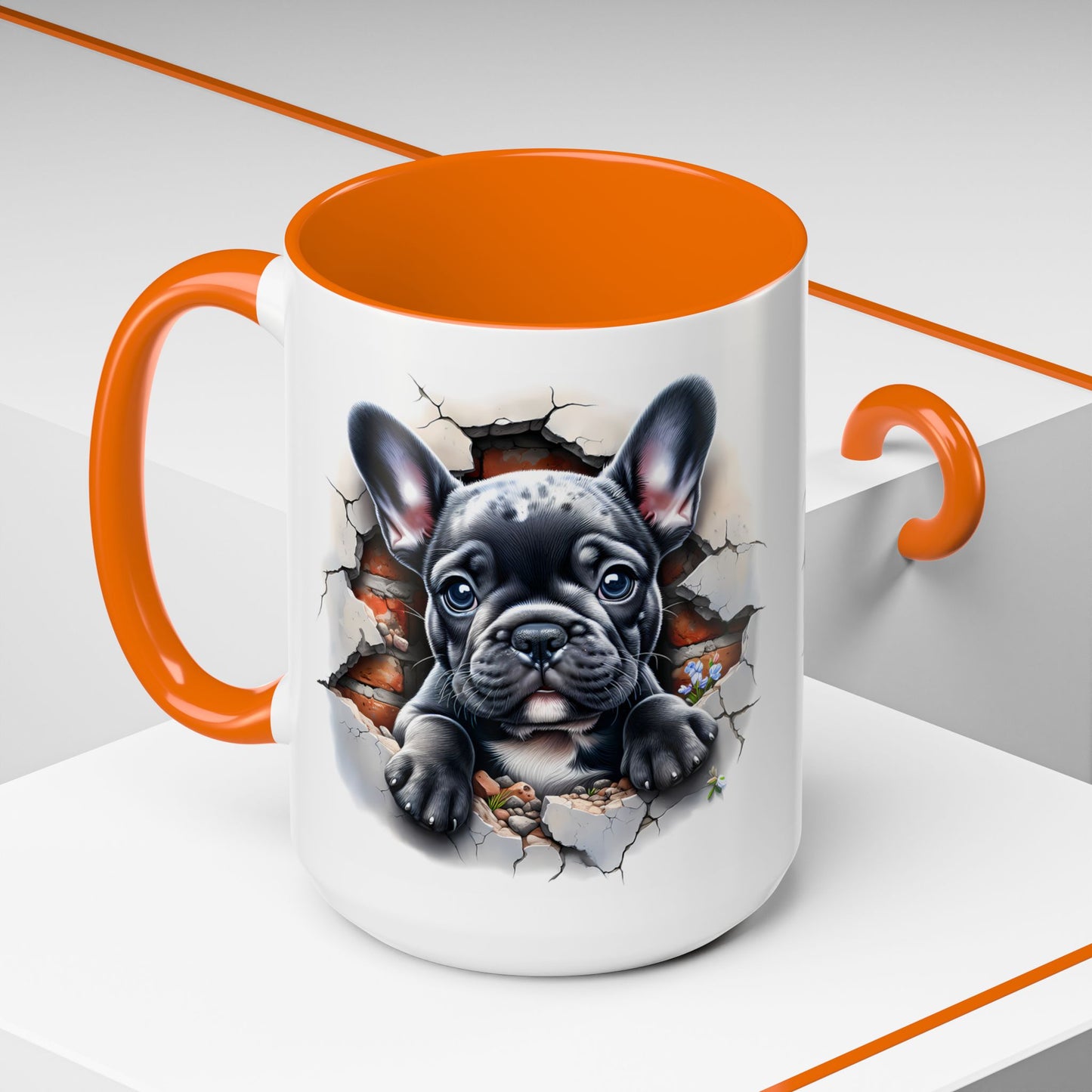 🐾🖤 Black French Bulldog Puppy Accent Mug – Cute Peek-Through Cup for Dog Lovers ☕✨
