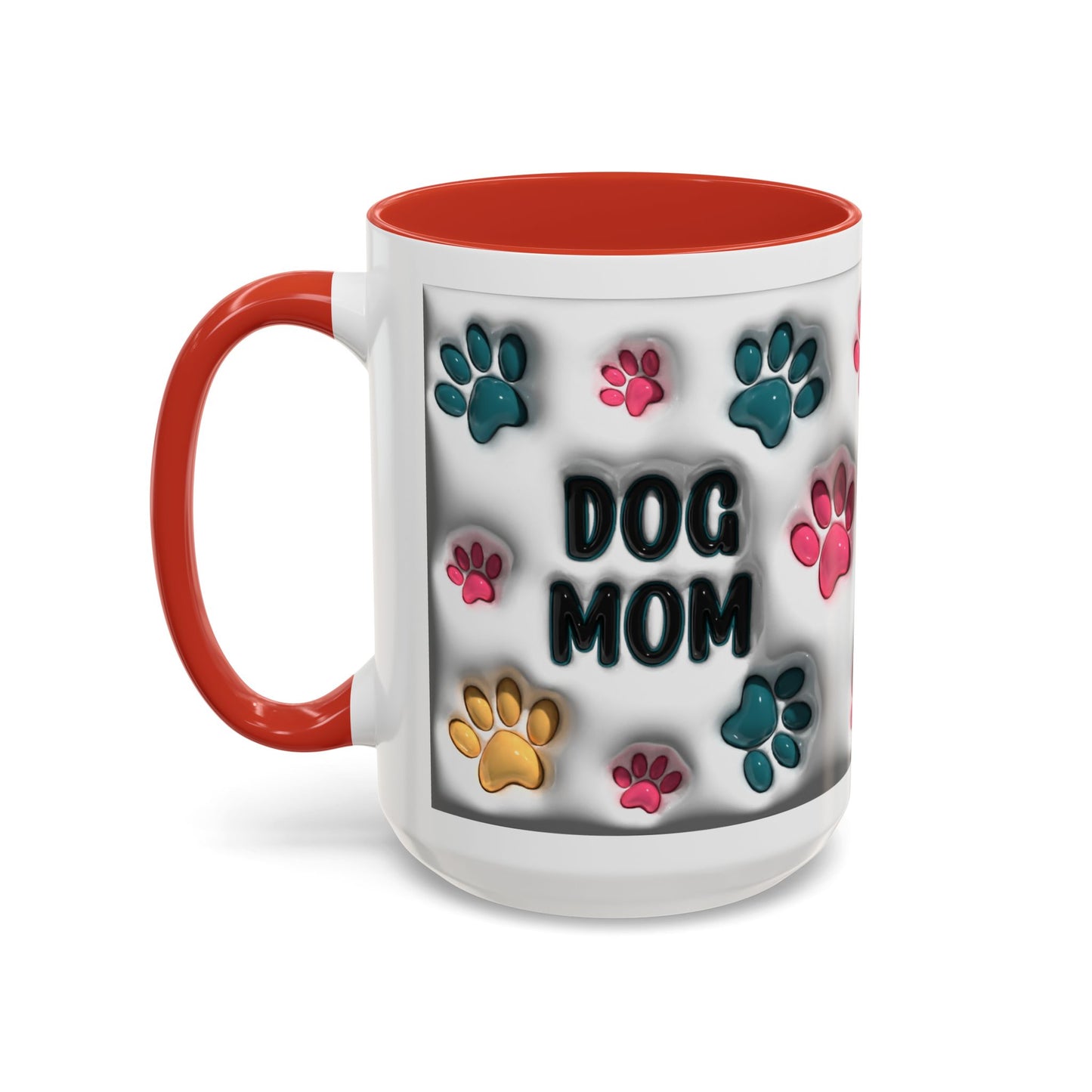 Dog Mom Accent Mug – Colorful Paw Print Cup for Proud Pet Parents