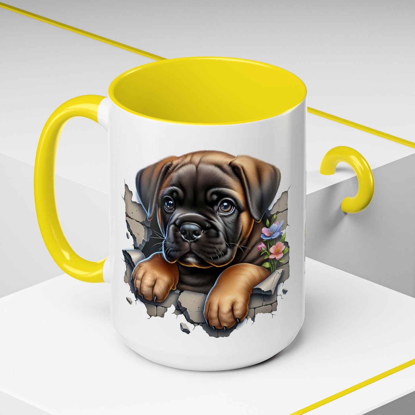 🧡 Boxer Puppy Accent Mug – Adorable Peek-Through Cup for Dog Lovers